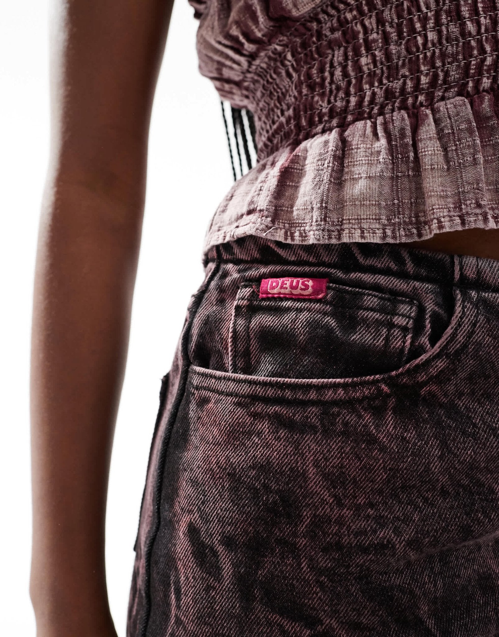 Deus Ex Machina X ASOS exclusive acid wash denim maxi skirt in brown - ASOS Sample Sale EU Store