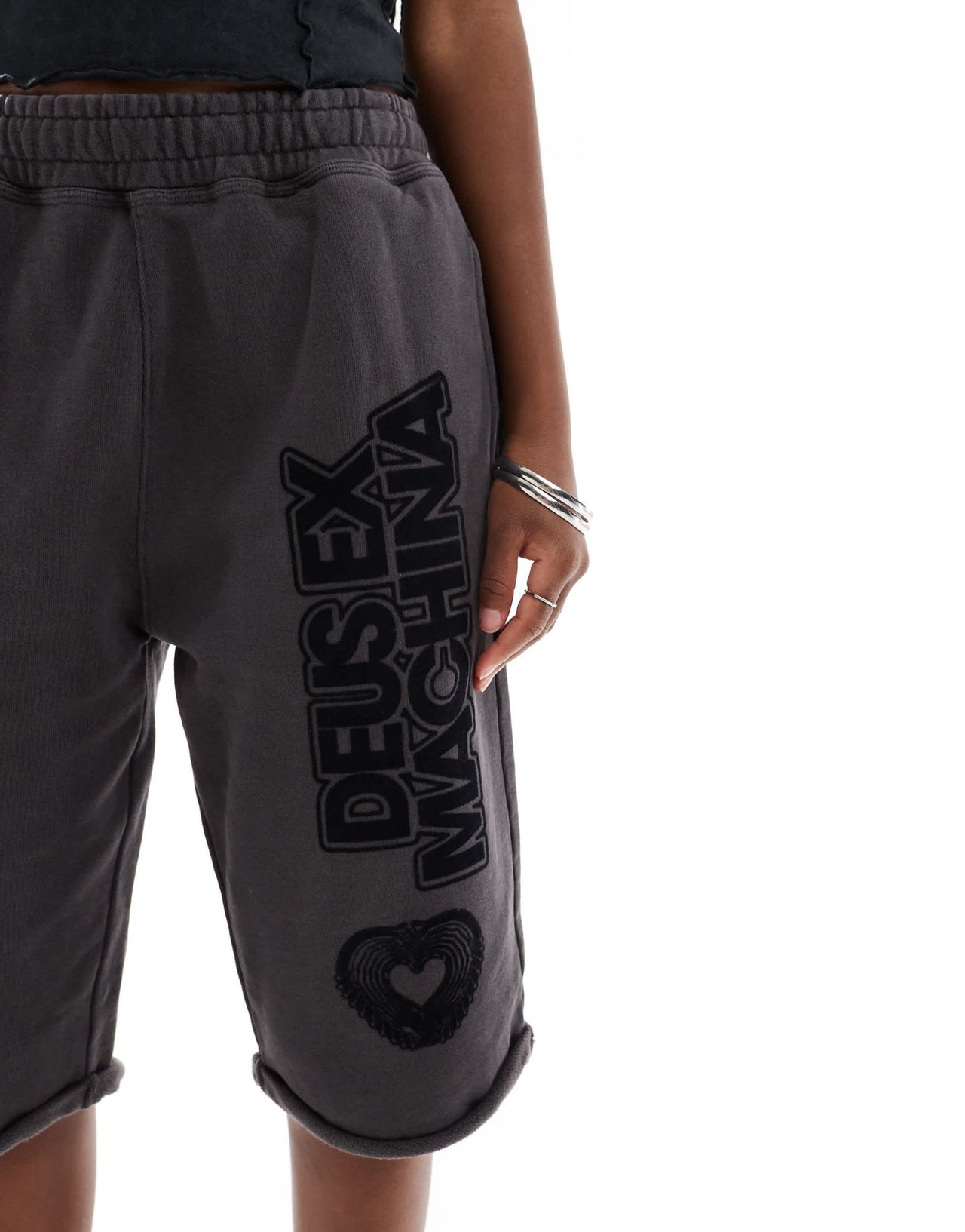 Deus Ex Machina X ASOS exclusive overdyed jersey jort in black - ASOS Sample Sale EU Store