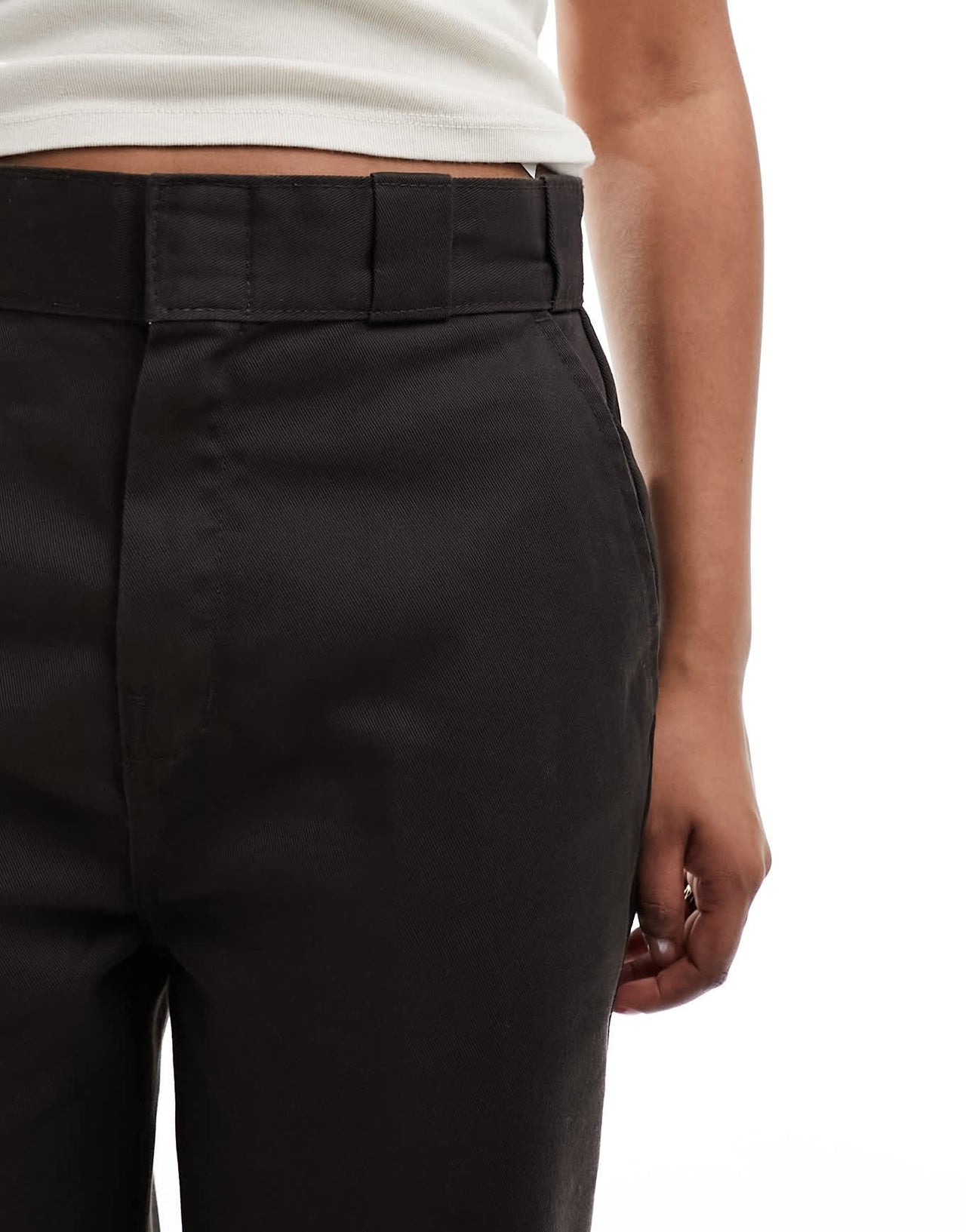 Dickies elizaville mid rise straight leg trousers in dark brown - ASOS Sample Sale EU Store