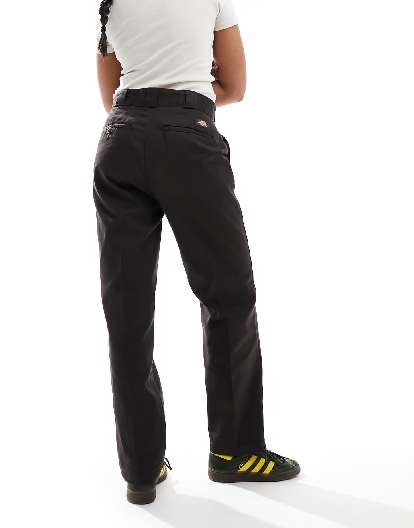 Dickies elizaville mid rise straight leg trousers in dark brown - ASOS Sample Sale EU Store