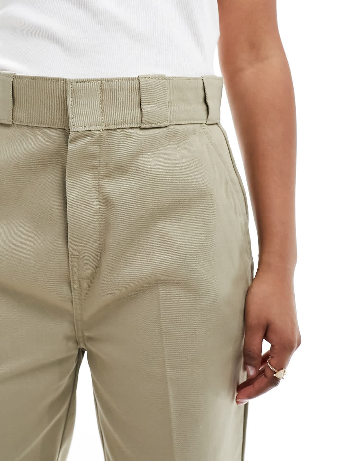Dickies elizaville mid rise straight leg trousers in khaki - ASOS Sample Sale EU Store