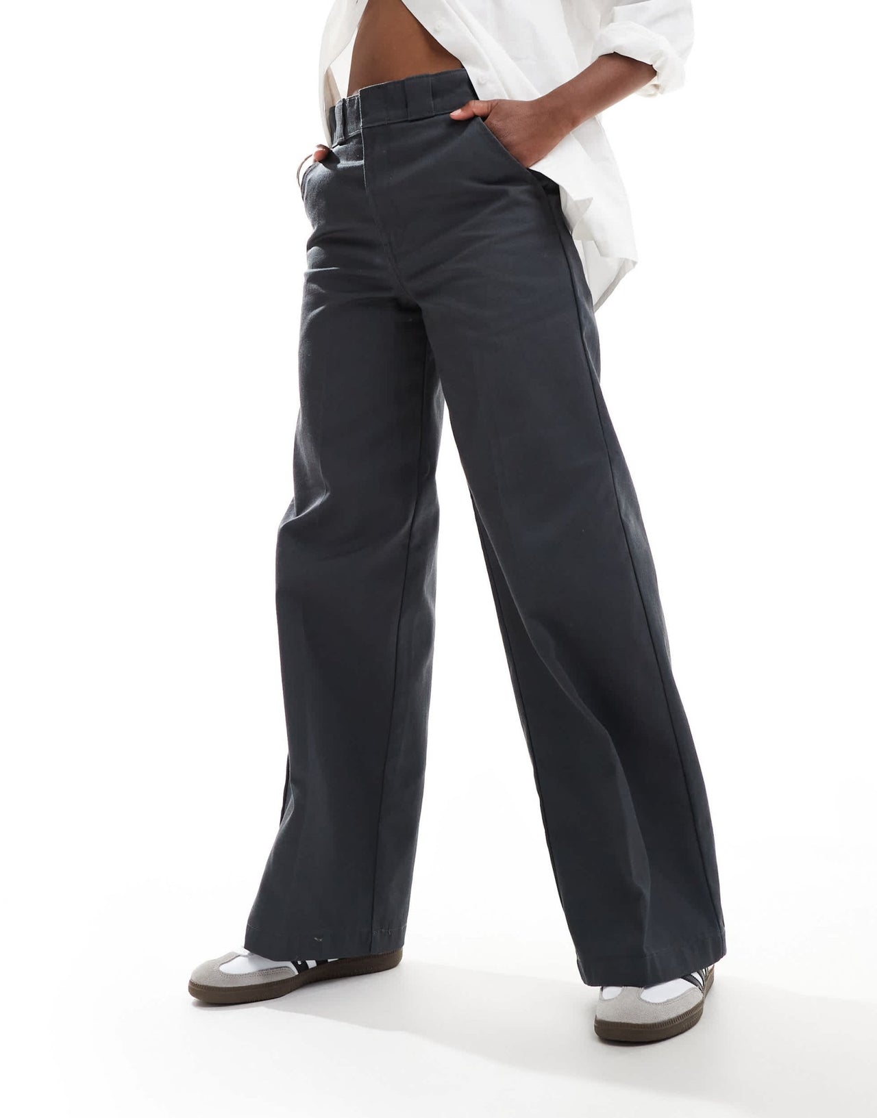 Dickies grove hill wide leg trousers in dark grey - exclusive to asos - ASOS Sample Sale EU Store