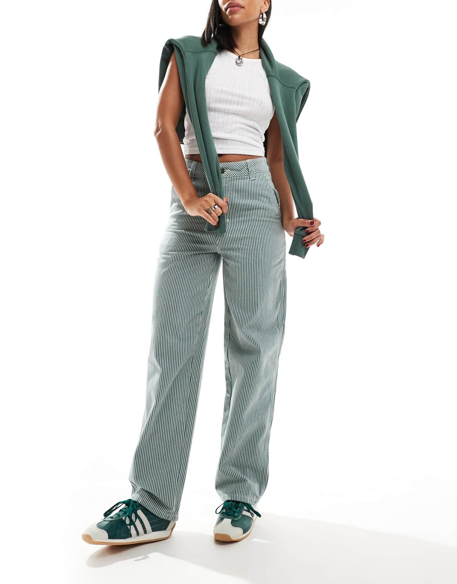 Dickies hickory striped trousers in dark green - ASOS Sample Sale EU Store