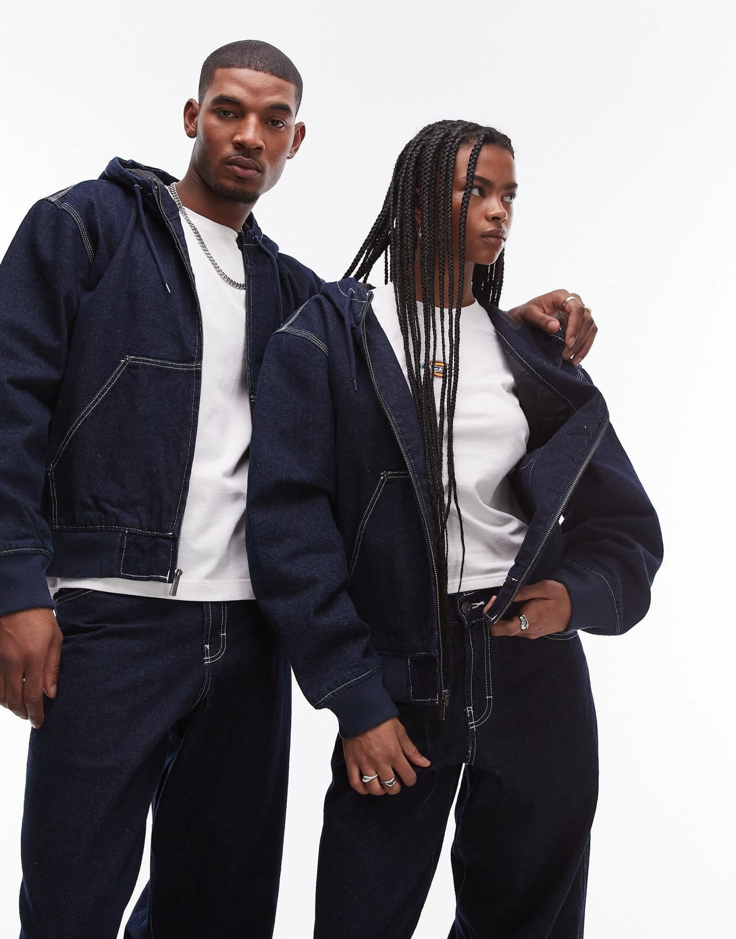 Dickies Loose Wave hooded denim jacket in rinsed dark blue - ASOS Sample Sale EU Store