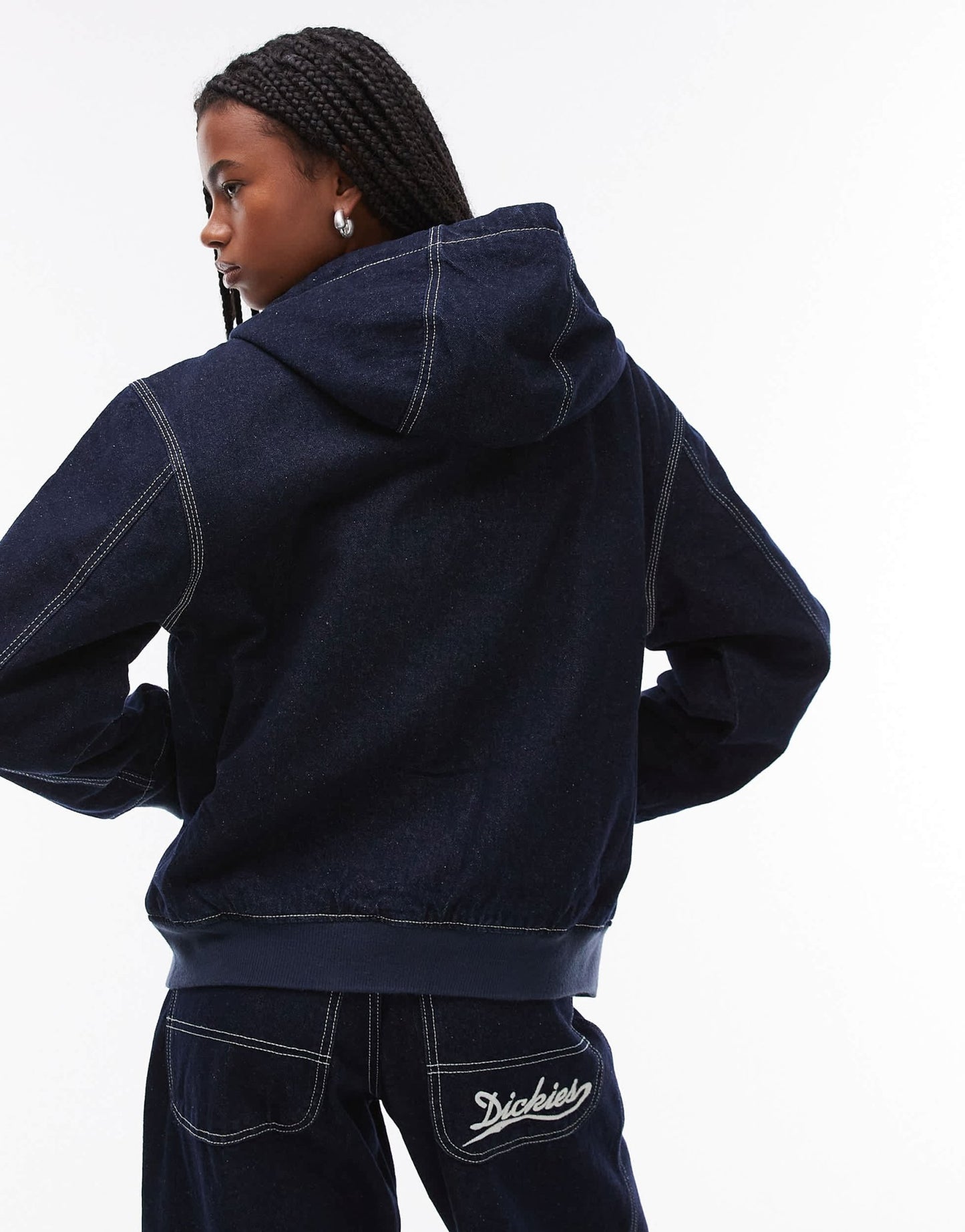 Dickies Loose Wave hooded denim jacket in rinsed dark blue - ASOS Sample Sale EU Store