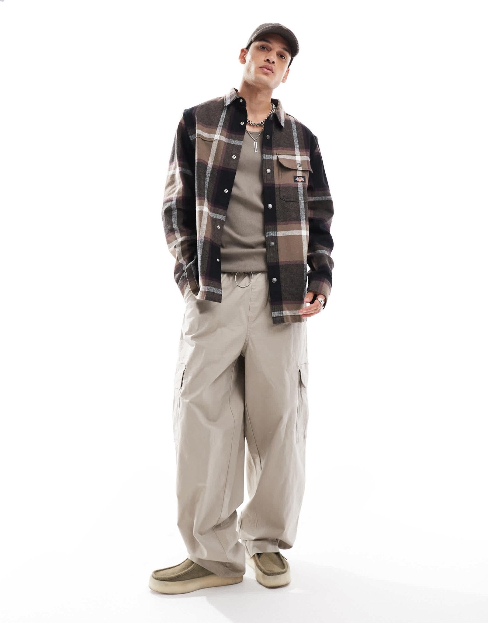 Dickies nimmons large check shirt in dark brown multi - ASOS Sample Sale EU Store