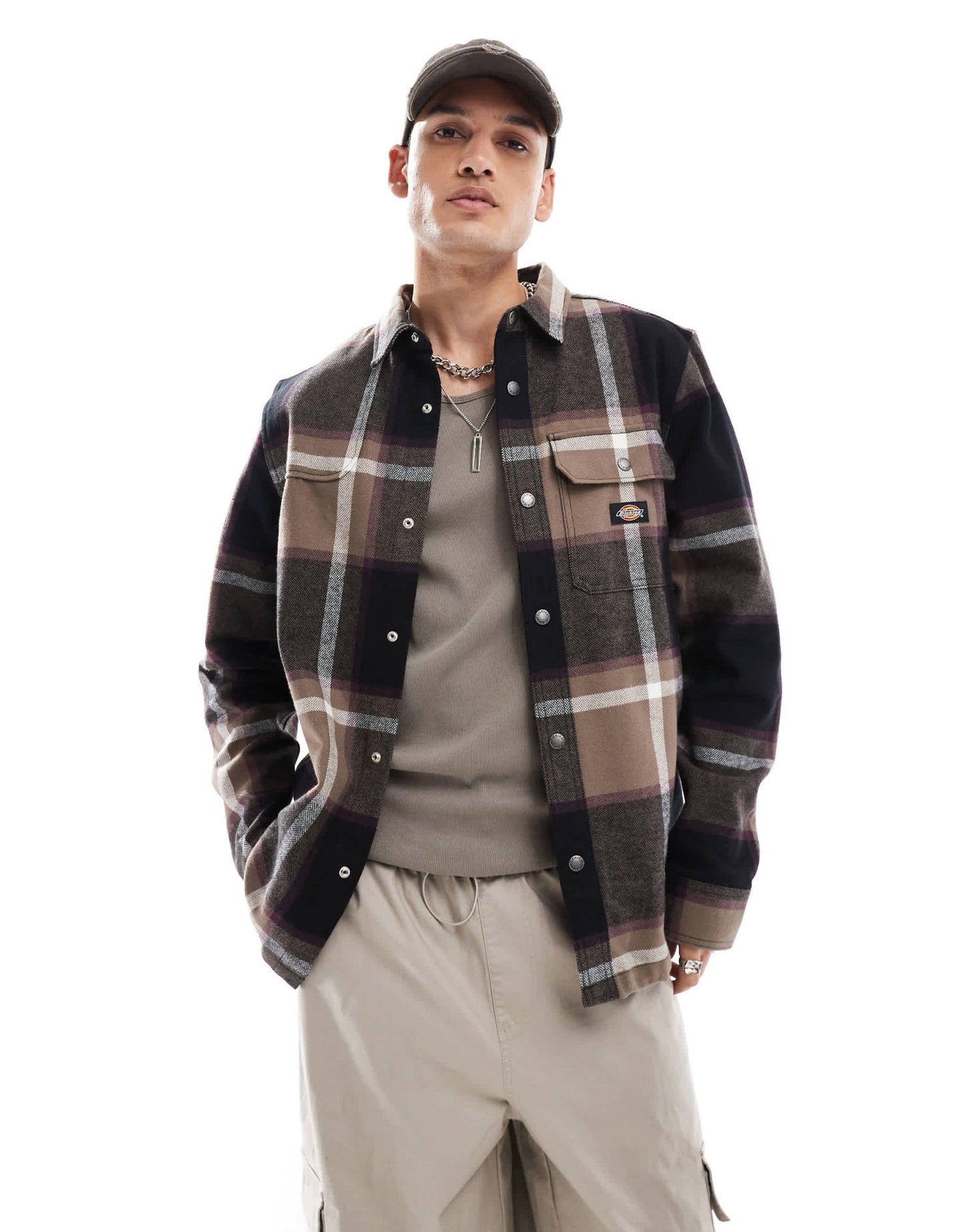 Dickies nimmons large check shirt in dark brown multi - ASOS Sample Sale EU Store
