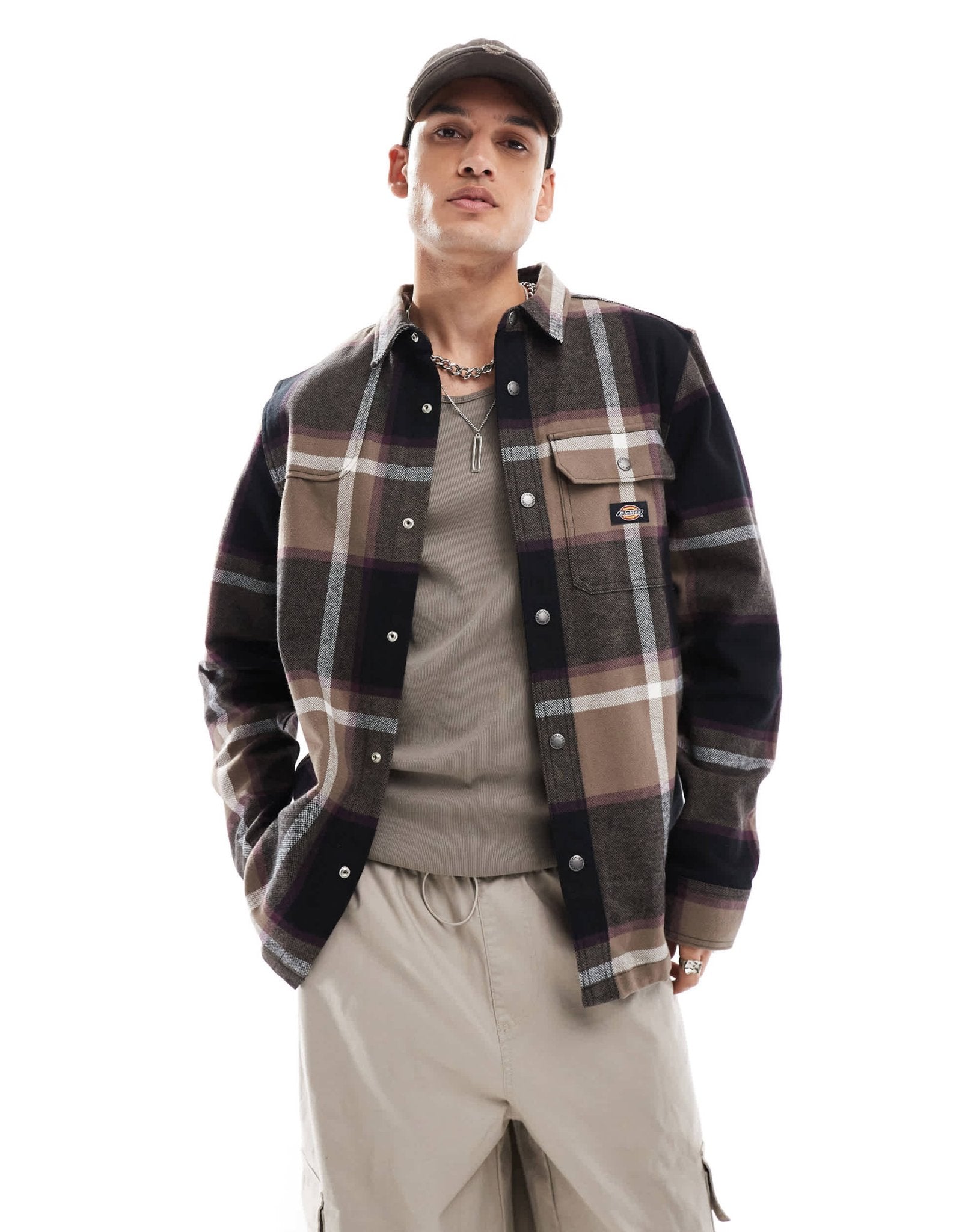 Dickies nimmons large check shirt in dark brown multi - ASOS Sample Sale EU Store
