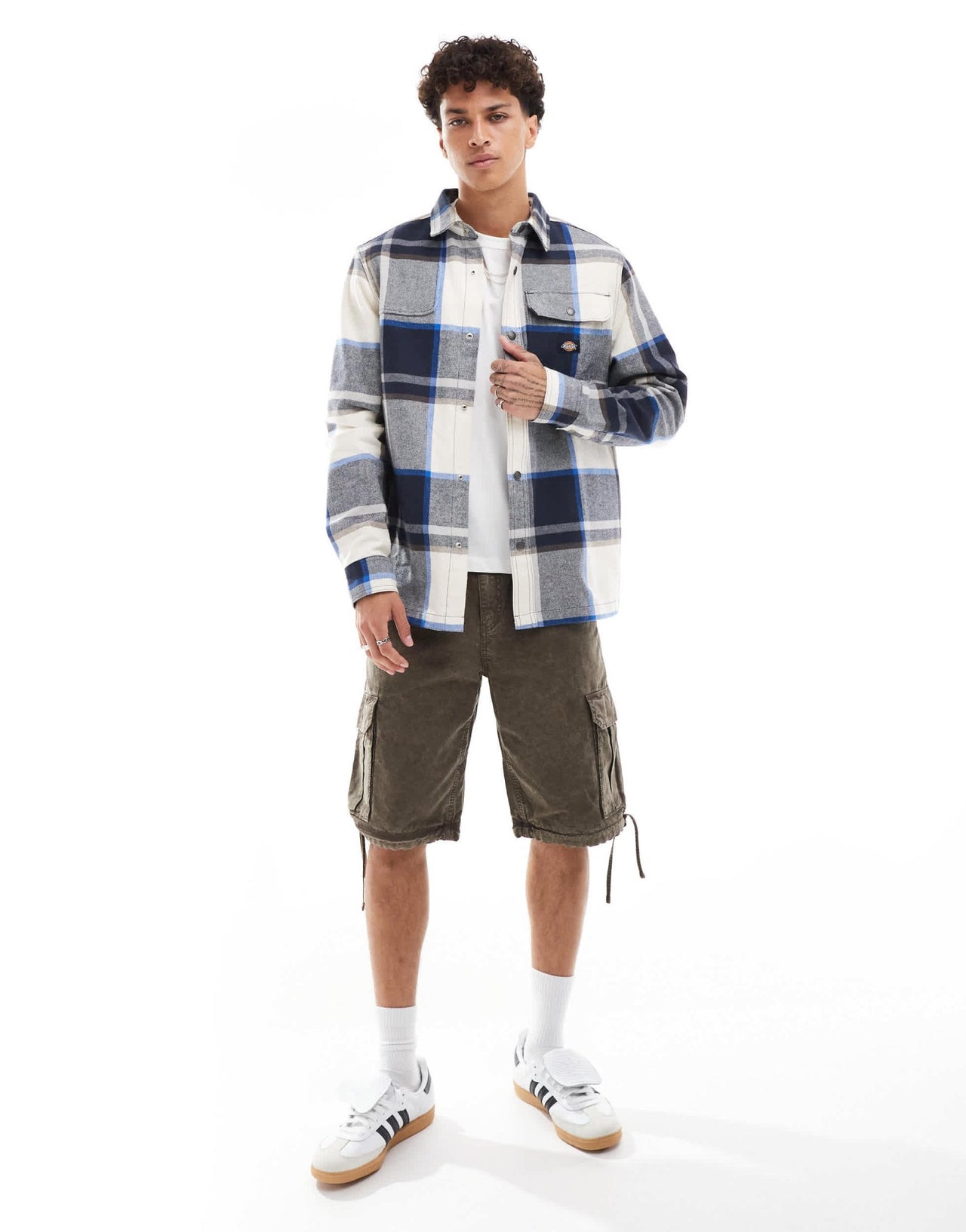 Dickies nimmons large check shirt in off white and grey multi - ASOS Sample Sale EU Store