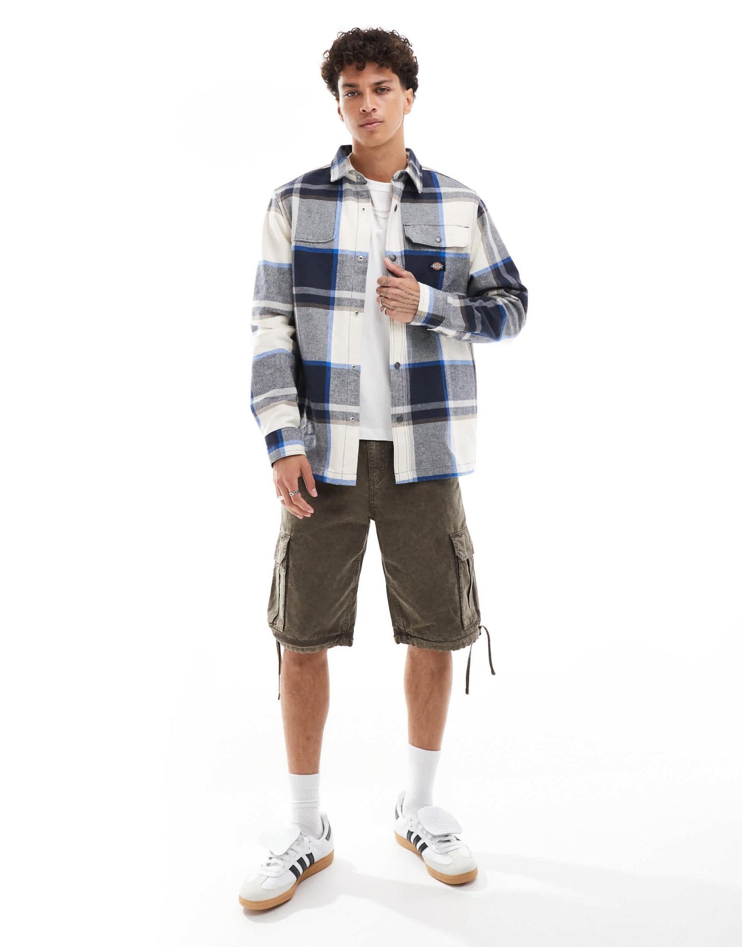 Dickies nimmons large check shirt in off white and grey multi - ASOS Sample Sale EU Store