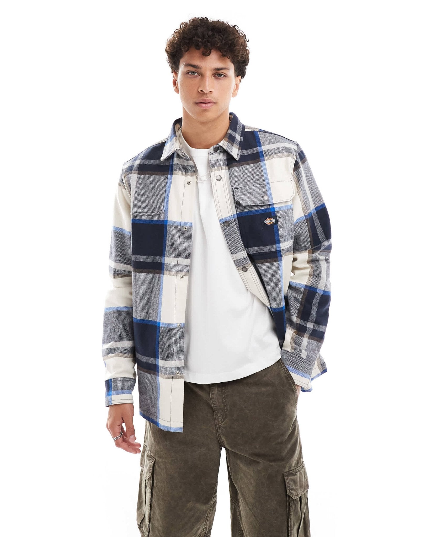 Dickies nimmons large check shirt in off white and grey multi - ASOS Sample Sale EU Store