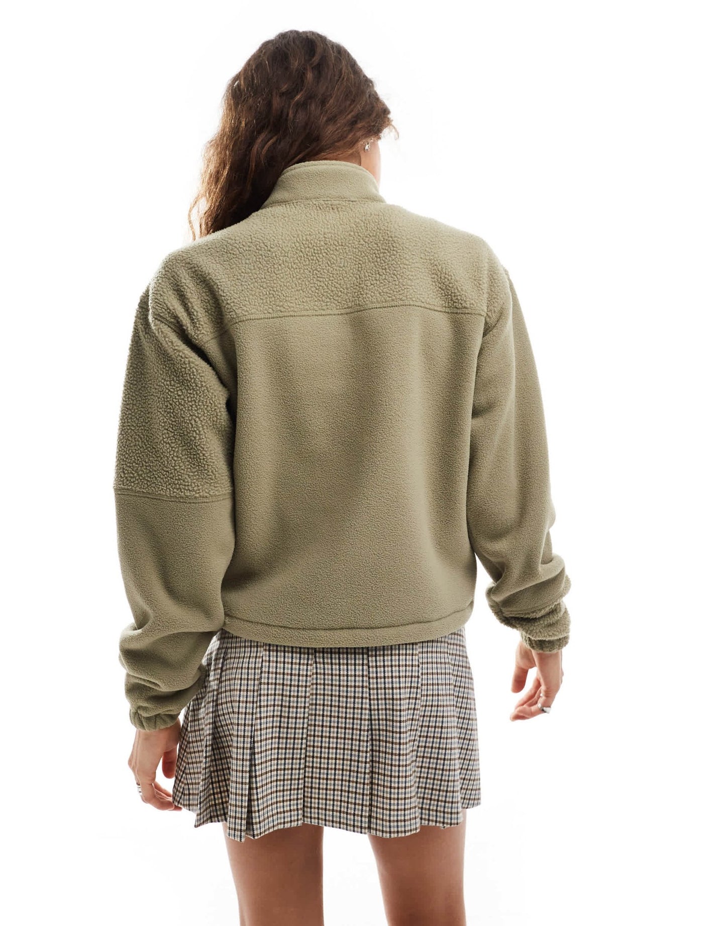 Dickies polar and sherpa fleece with quarter zip in khaki green - ASOS Sample Sale EU Store