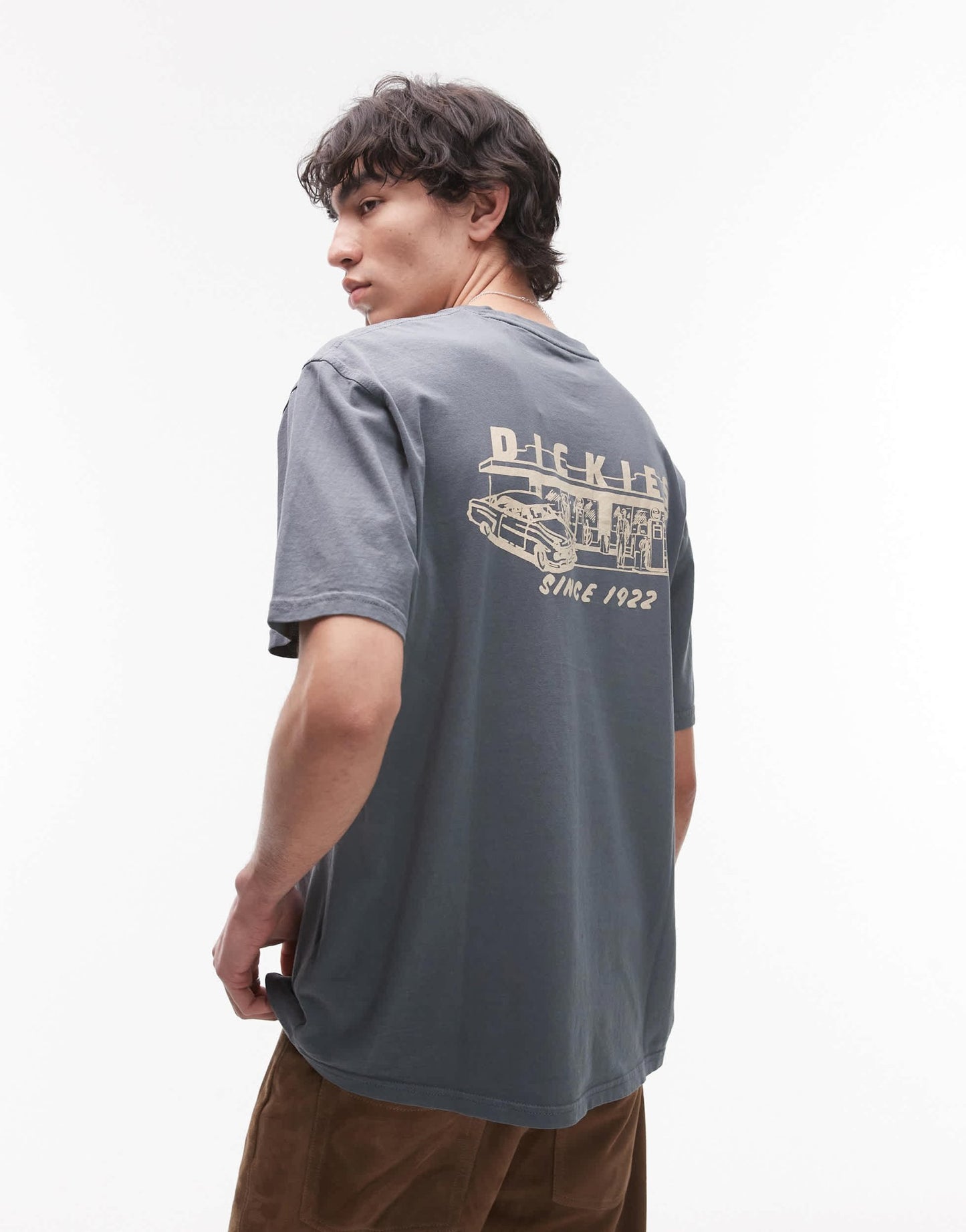 Dickies service station graphic back print t-shirt in mid blue - ASOS Sample Sale EU Store