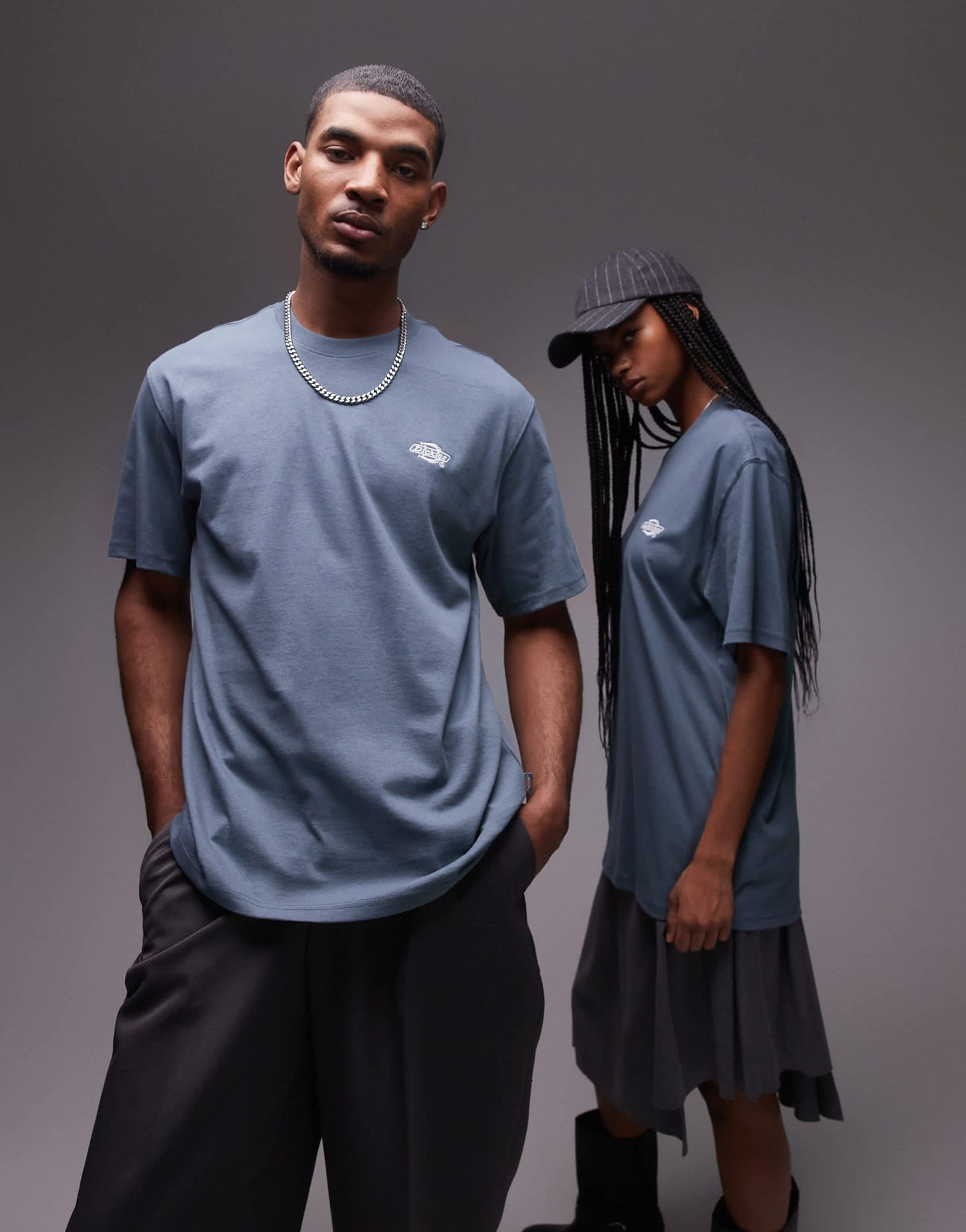 Dickies summerdale heavyweight small logo t-shirt in mid blue - ASOS Sample Sale EU Store