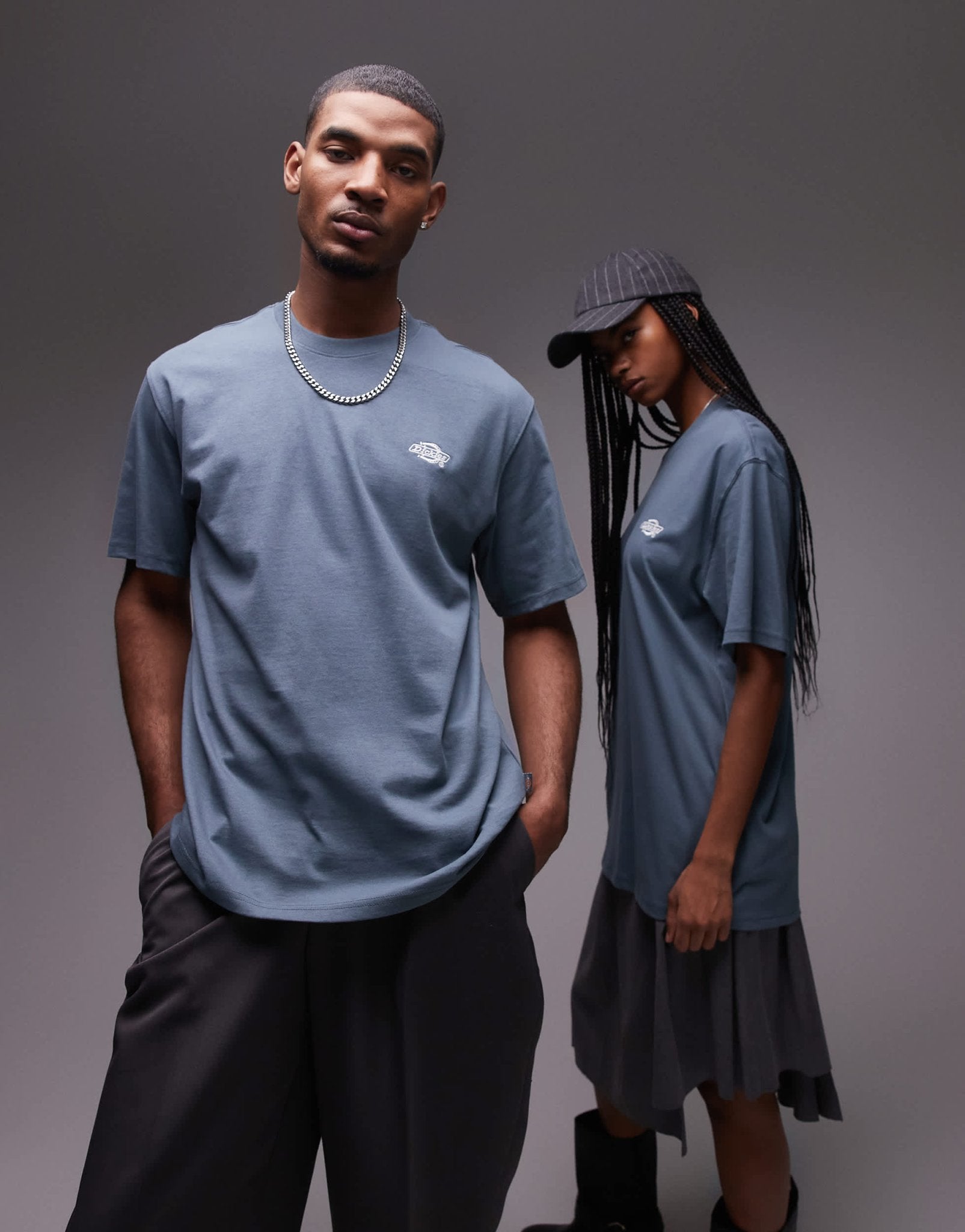 Dickies summerdale heavyweight small logo t-shirt in mid blue - ASOS Sample Sale EU Store