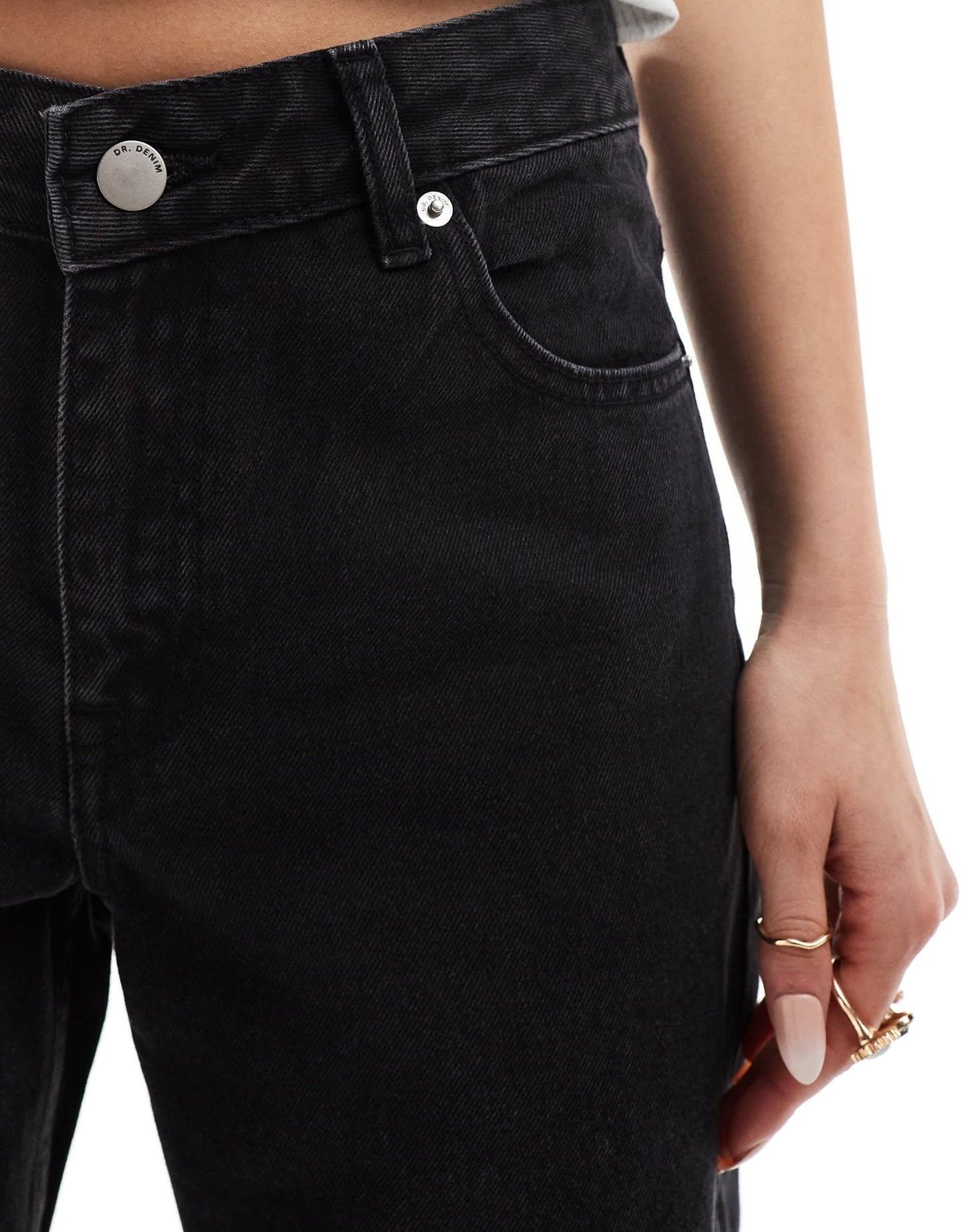 Dr Denim Arch regular fit mid waist straight leg jeans in black used wash - ASOS Sample Sale EU Store