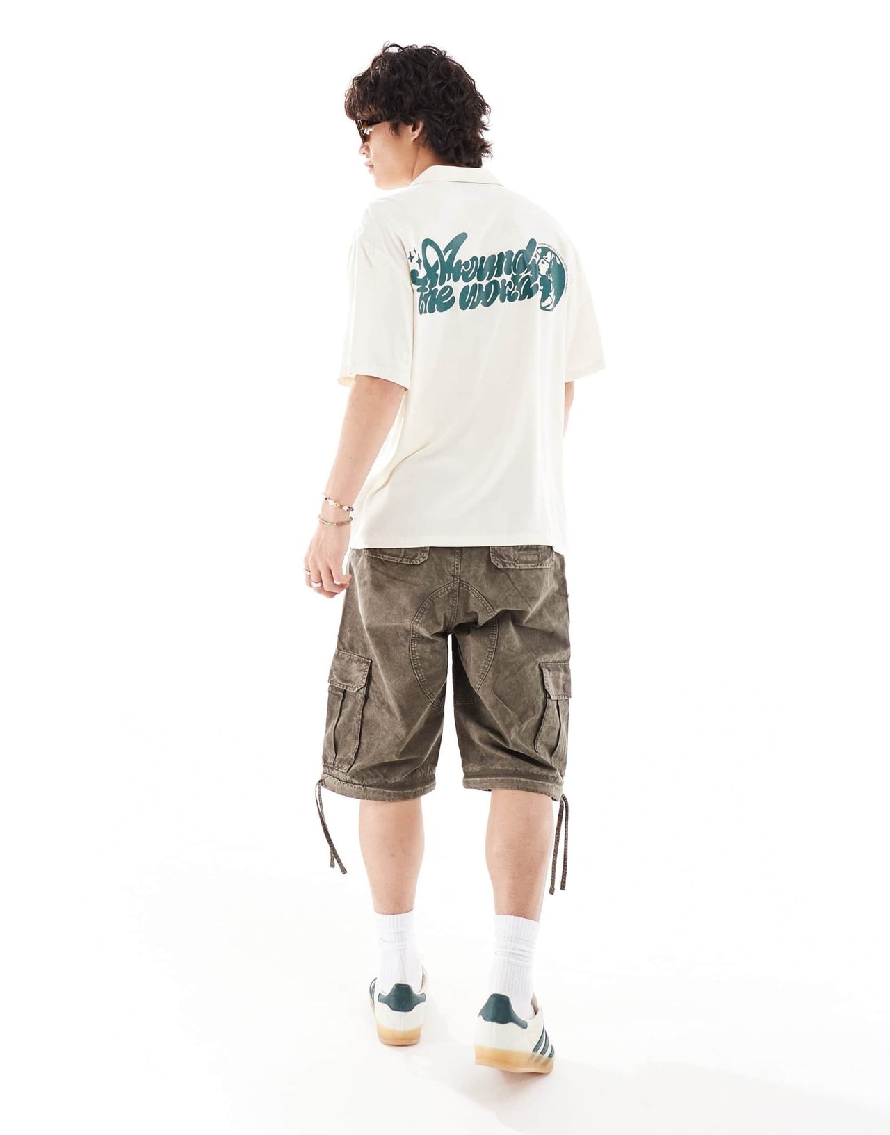 Dr Denim Madi short sleeve relaxed fit summer shirt with world back graphic print in ecru exclusive to ASOS - ASOS Sample Sale EU Store