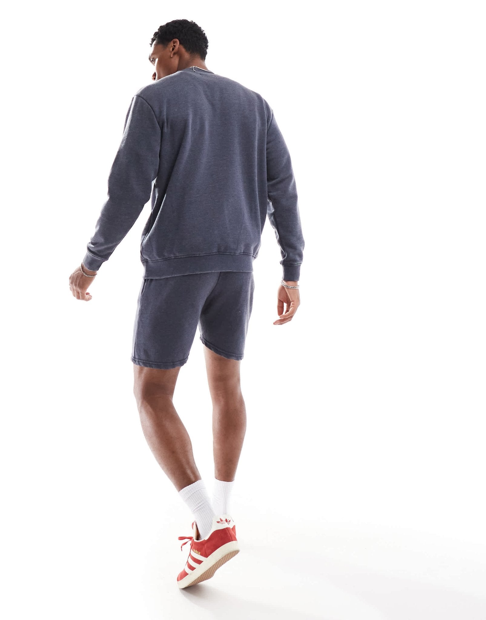 DTT crew neck sweatshirt & jersey short set in washed blue - ASOS Sample Sale EU Store