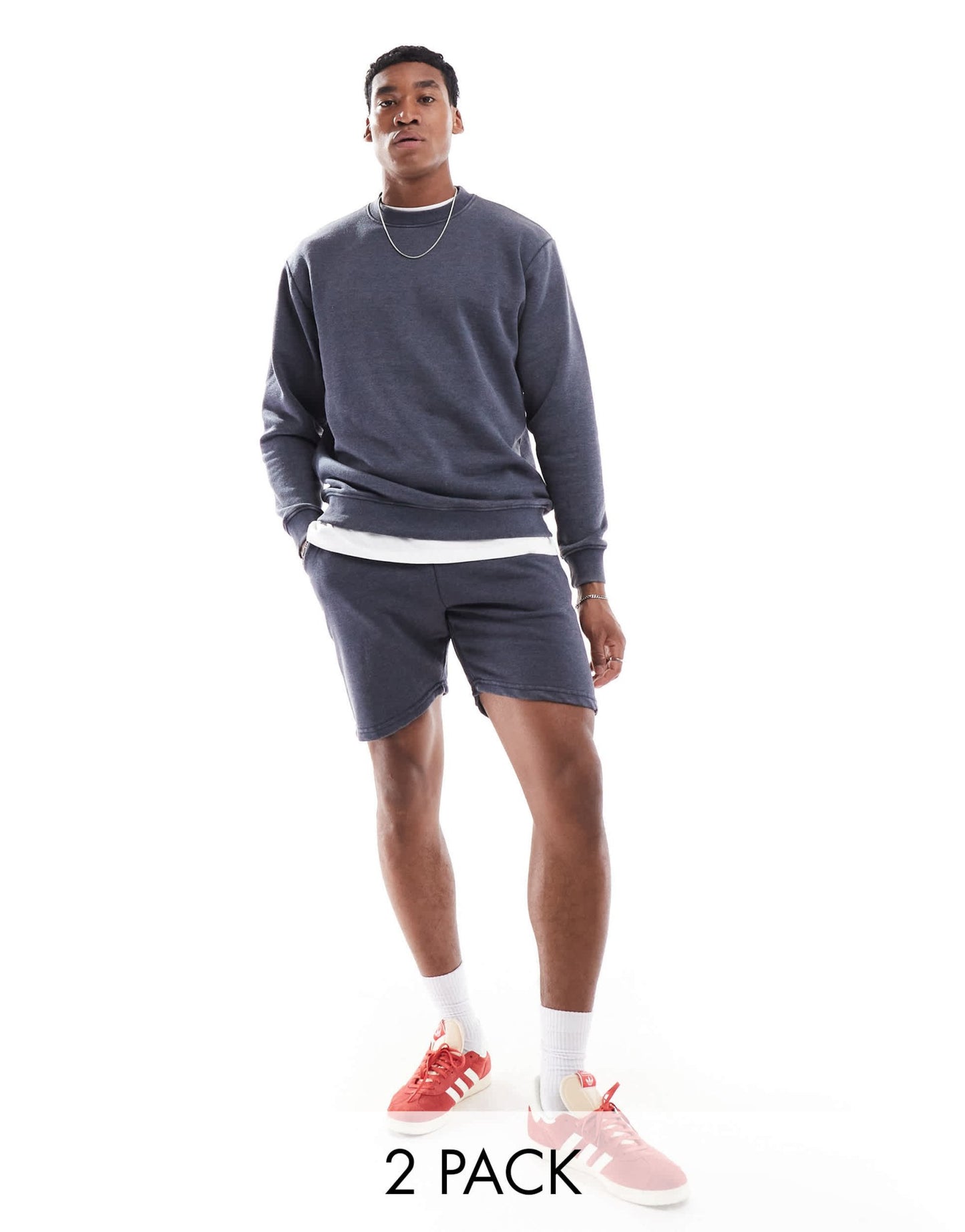 DTT crew neck sweatshirt & jersey short set in washed blue - ASOS Sample Sale EU Store