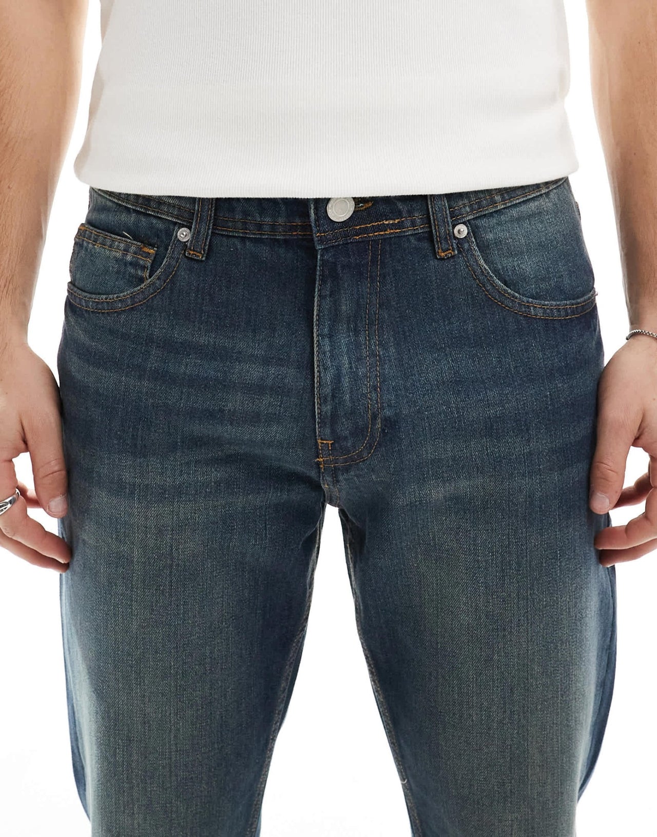 DTT rigid cropped tapered fit jeans in dark blue vintage tint - ASOS Sample Sale EU Store