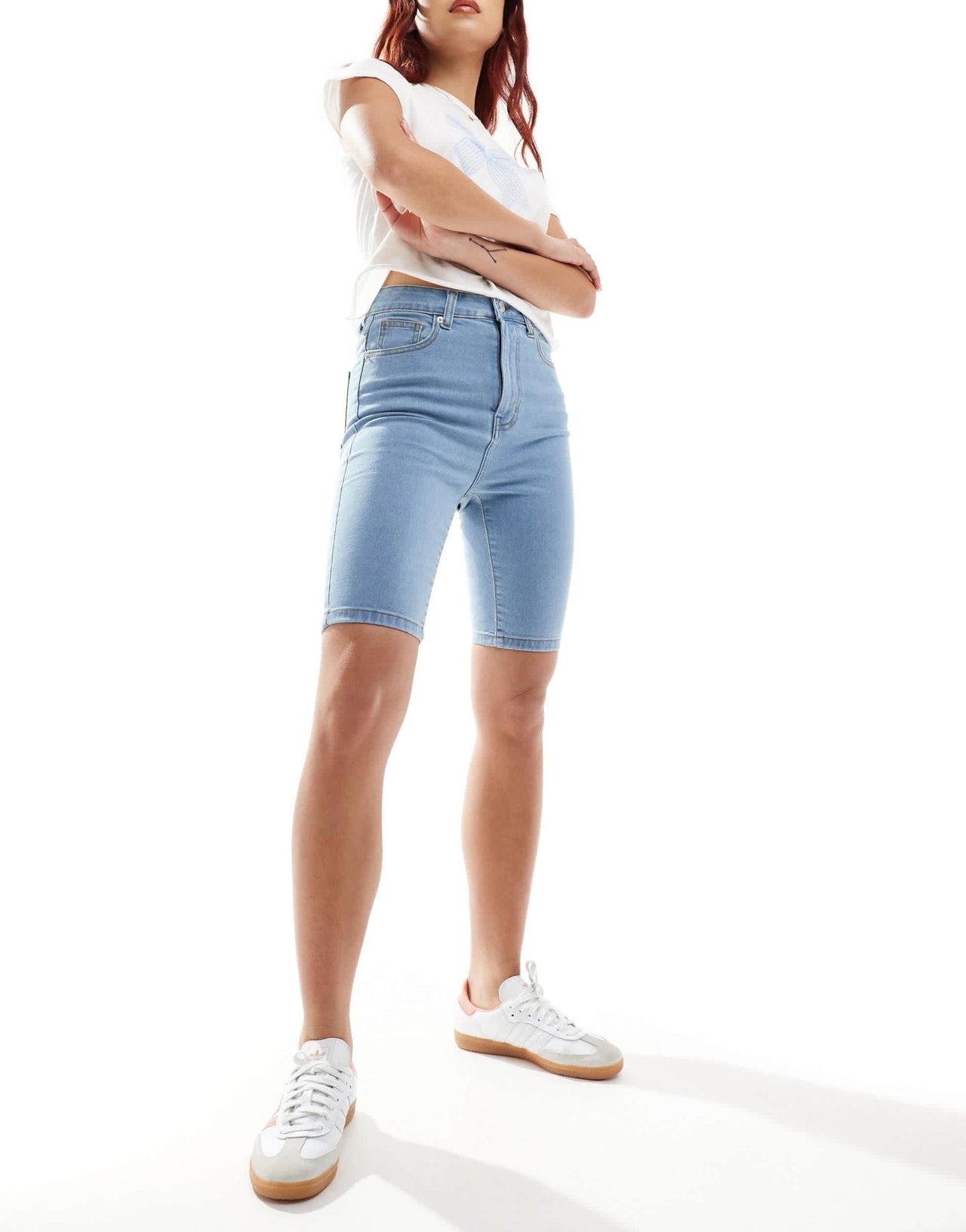 DTT skinny denim shorts in light wash blue - ASOS Sample Sale EU Store