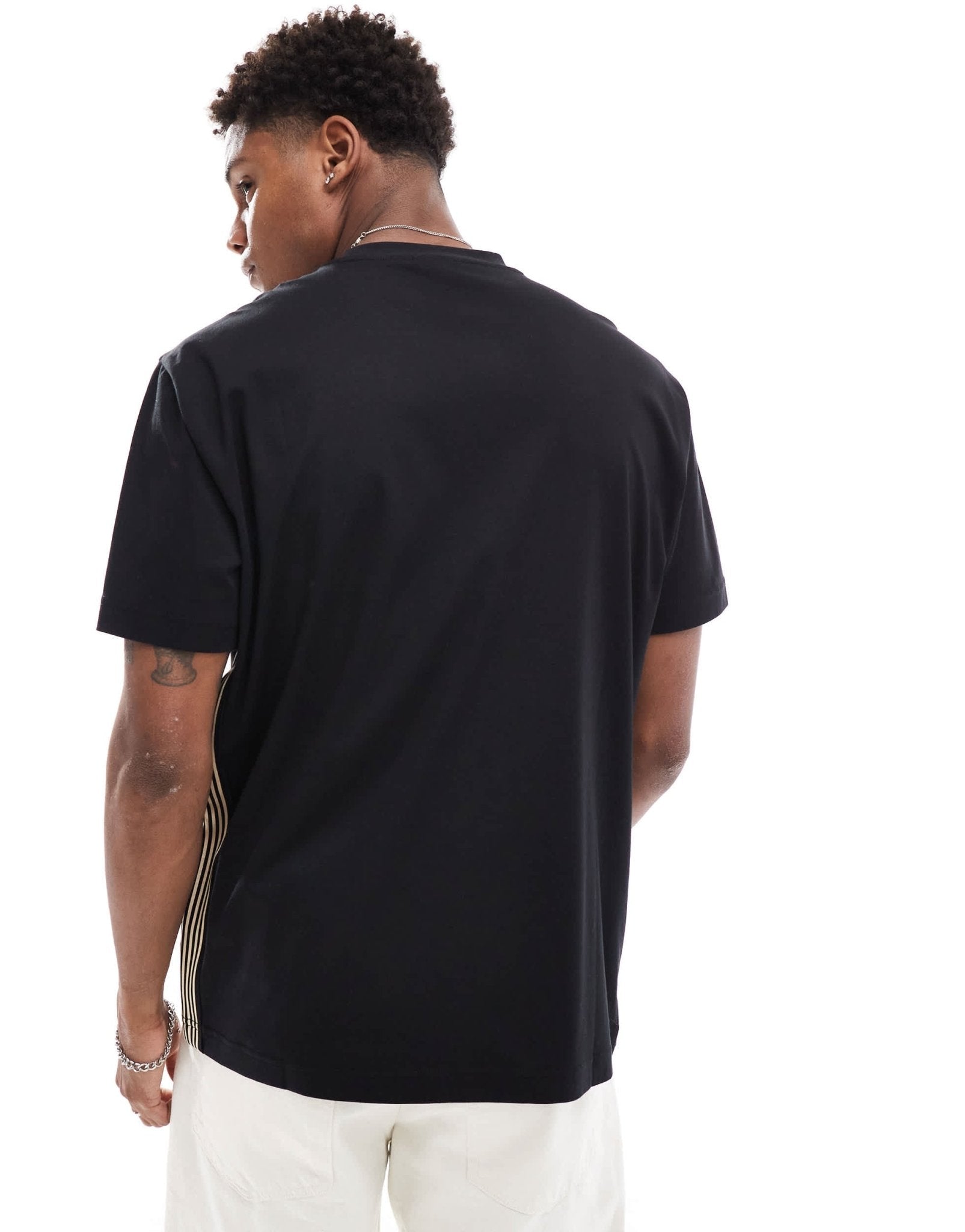 EA7 t-shirt in black with gold logo and side stripes - ASOS Sample Sale EU Store