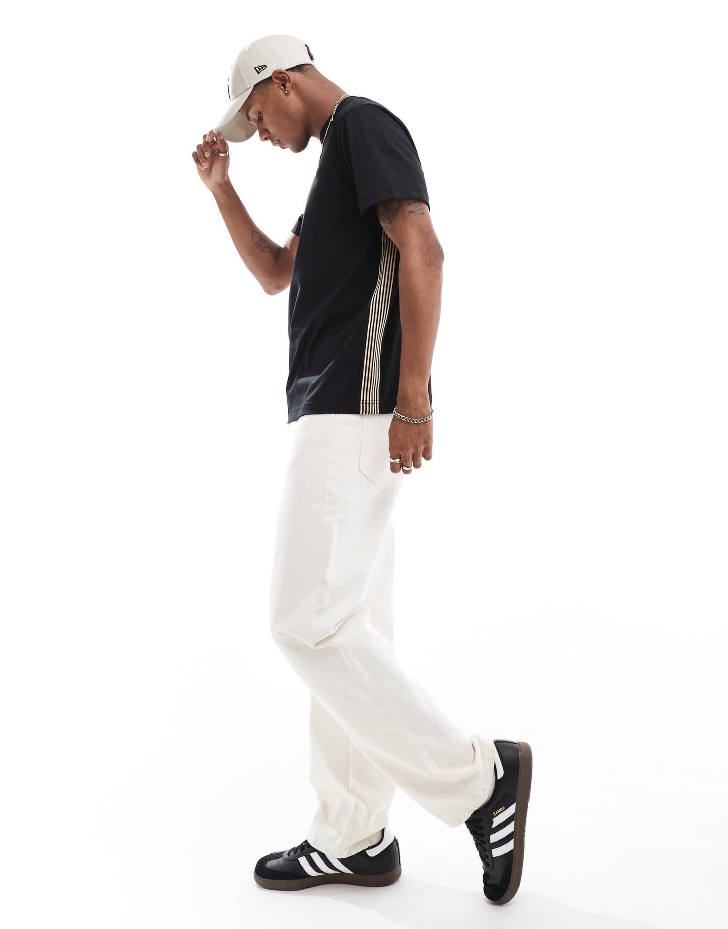 EA7 t-shirt in black with gold logo and side stripes - ASOS Sample Sale EU Store