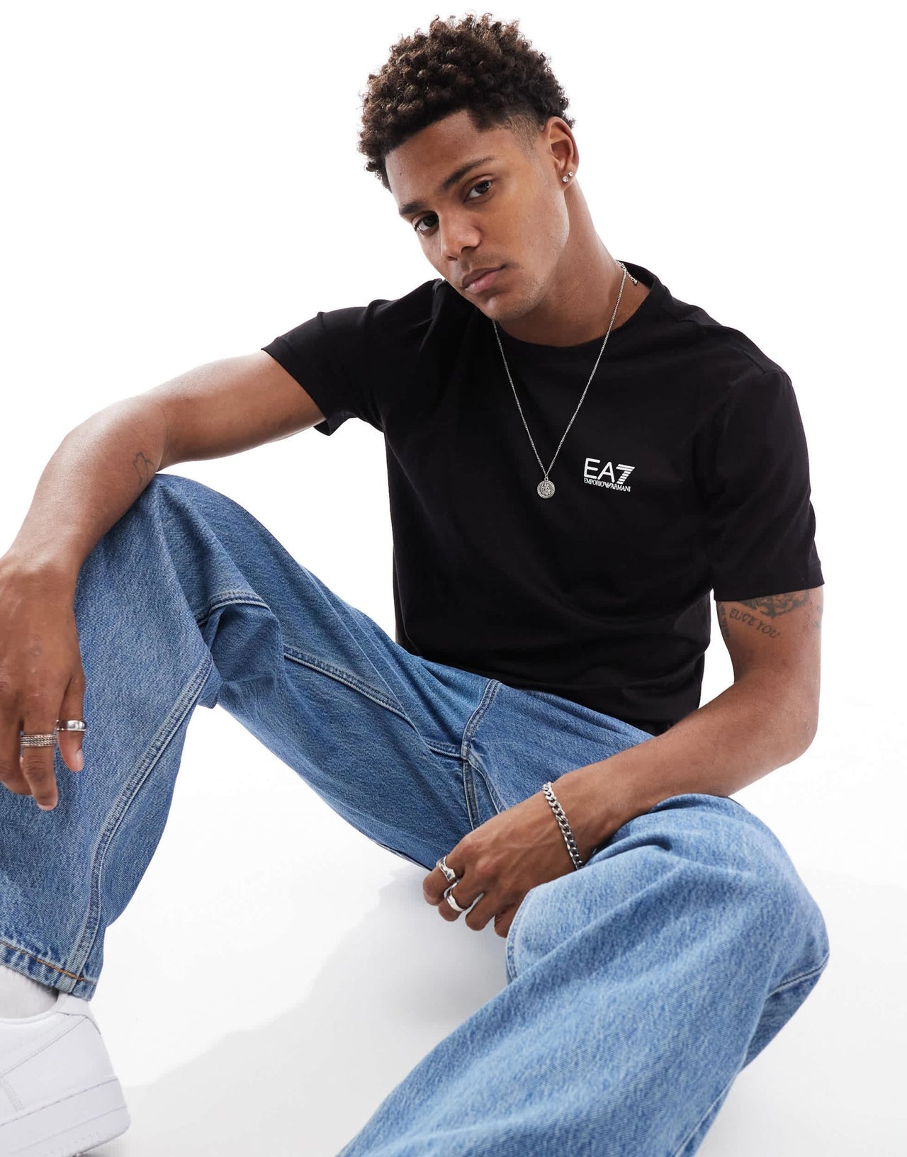 EA7 t-shirt with chest logo in black - ASOS Sample Sale EU Store
