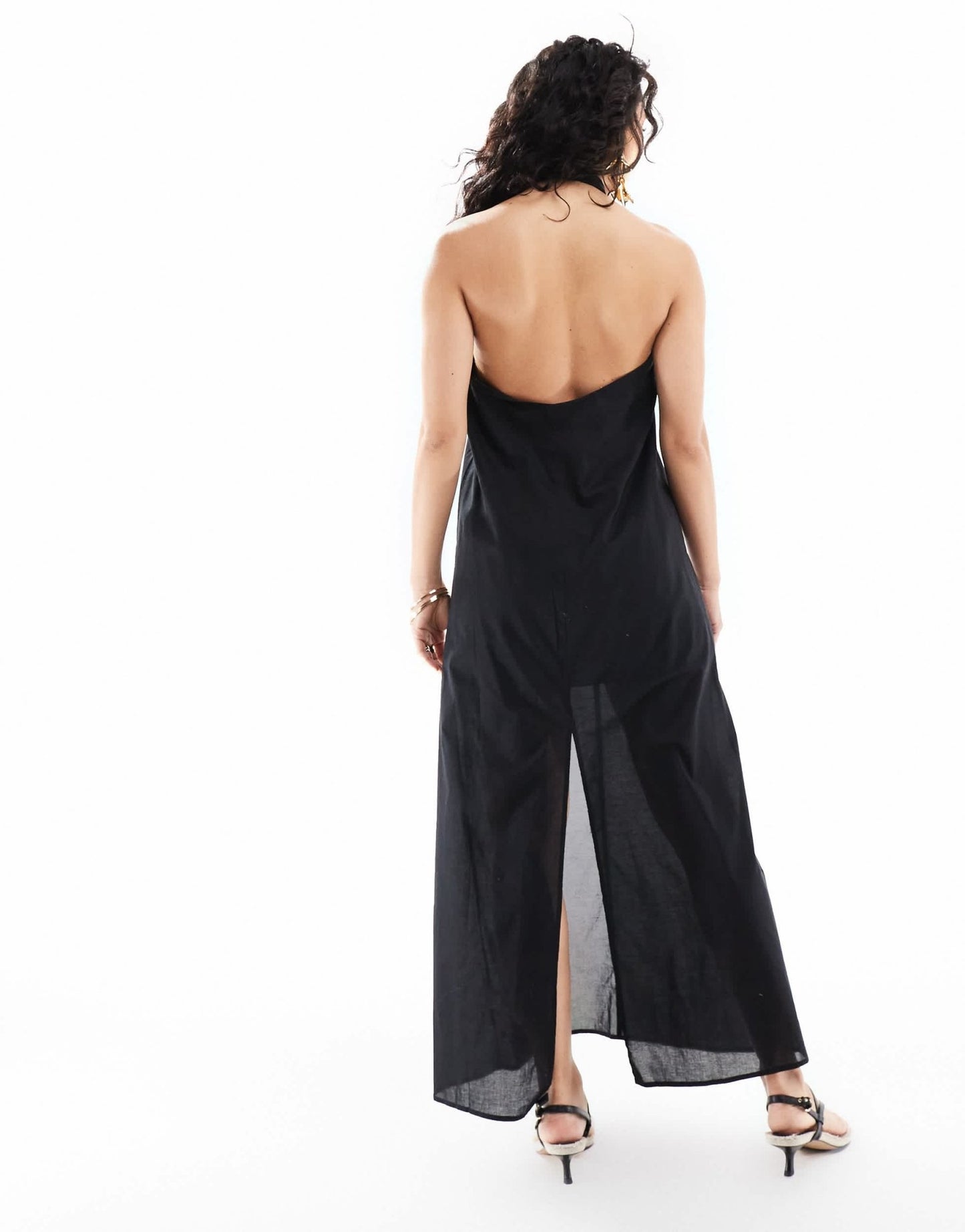 Edited halterneck drop back midaxi dress in olive - ASOS Sample Sale EU Store