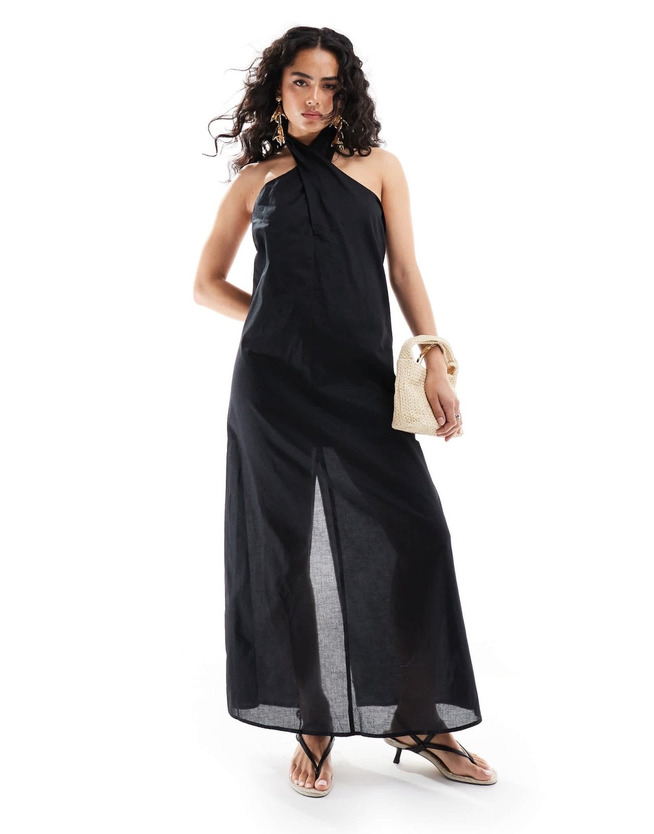 Edited halterneck drop back midaxi dress in olive - ASOS Sample Sale EU Store