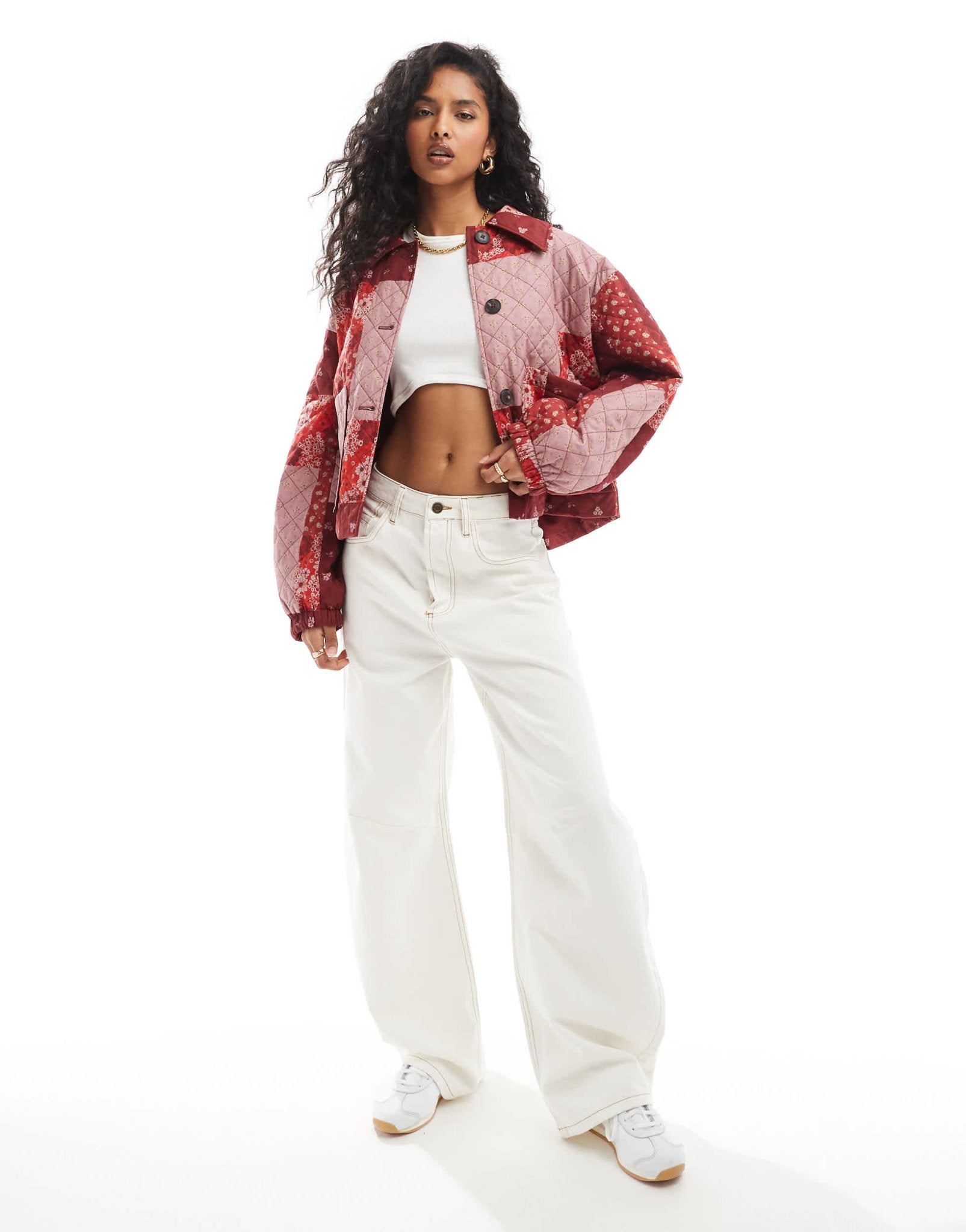 Edited patchwork quilt jacket in red and cherry - ASOS Sample Sale EU Store