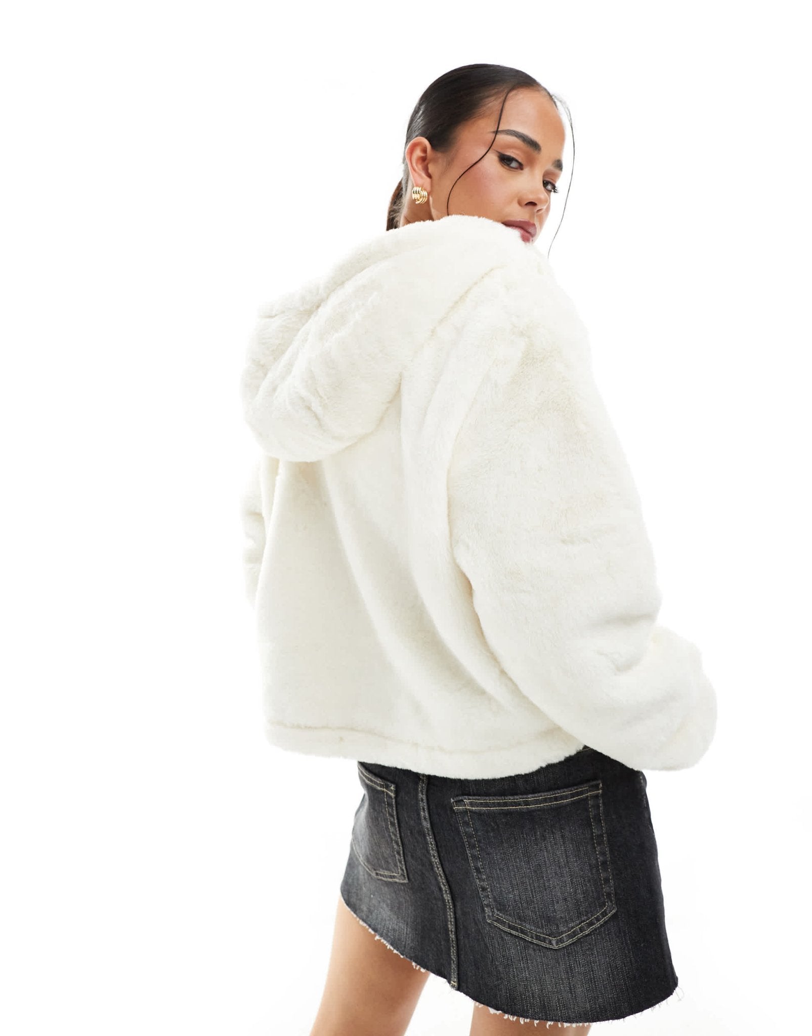 ellesse coffee pack faux fur hoodie in cream - ASOS Sample Sale EU Store
