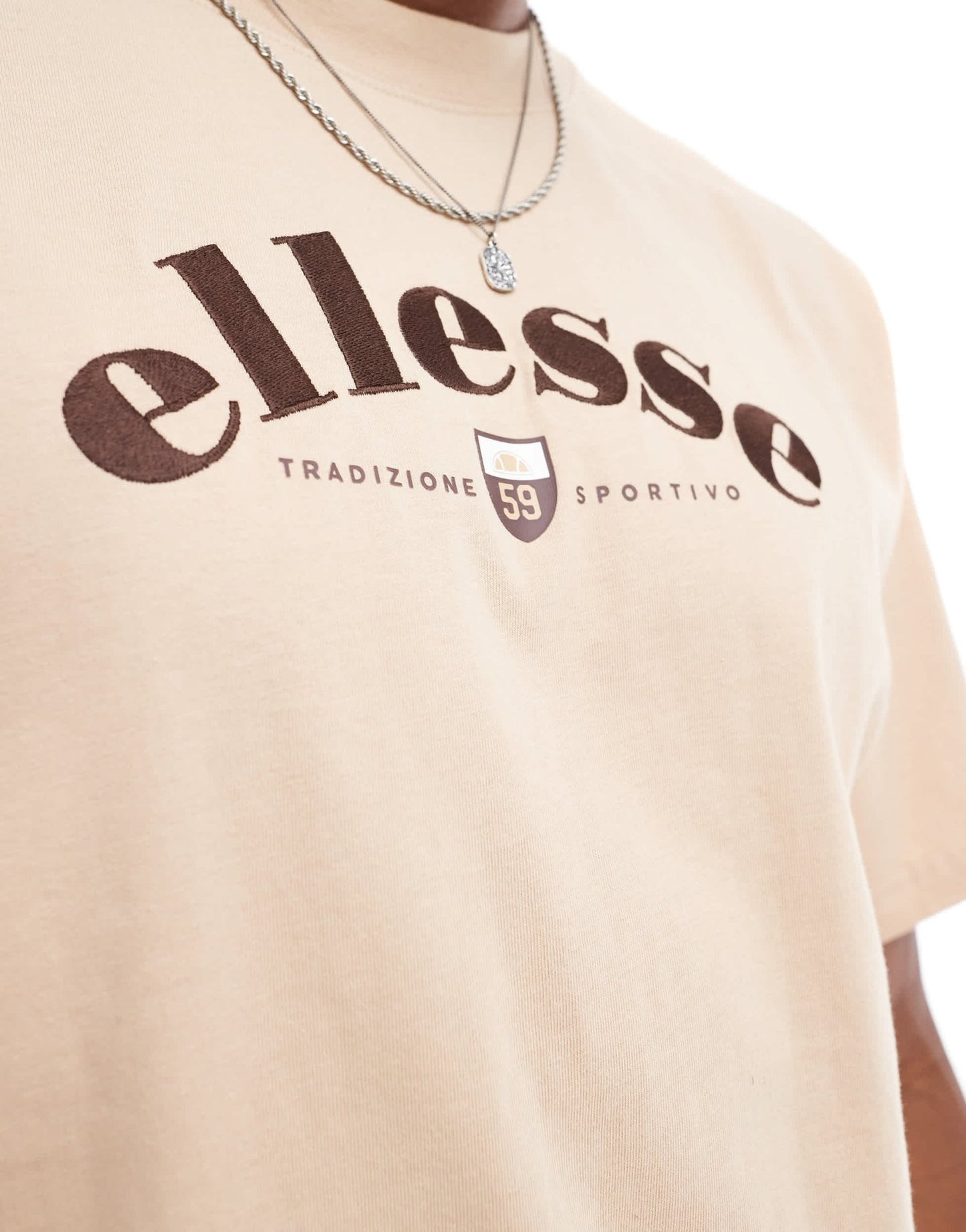 Ellesse Franks chest logo t-shirt in beige - ASOS Sample Sale EU Store
