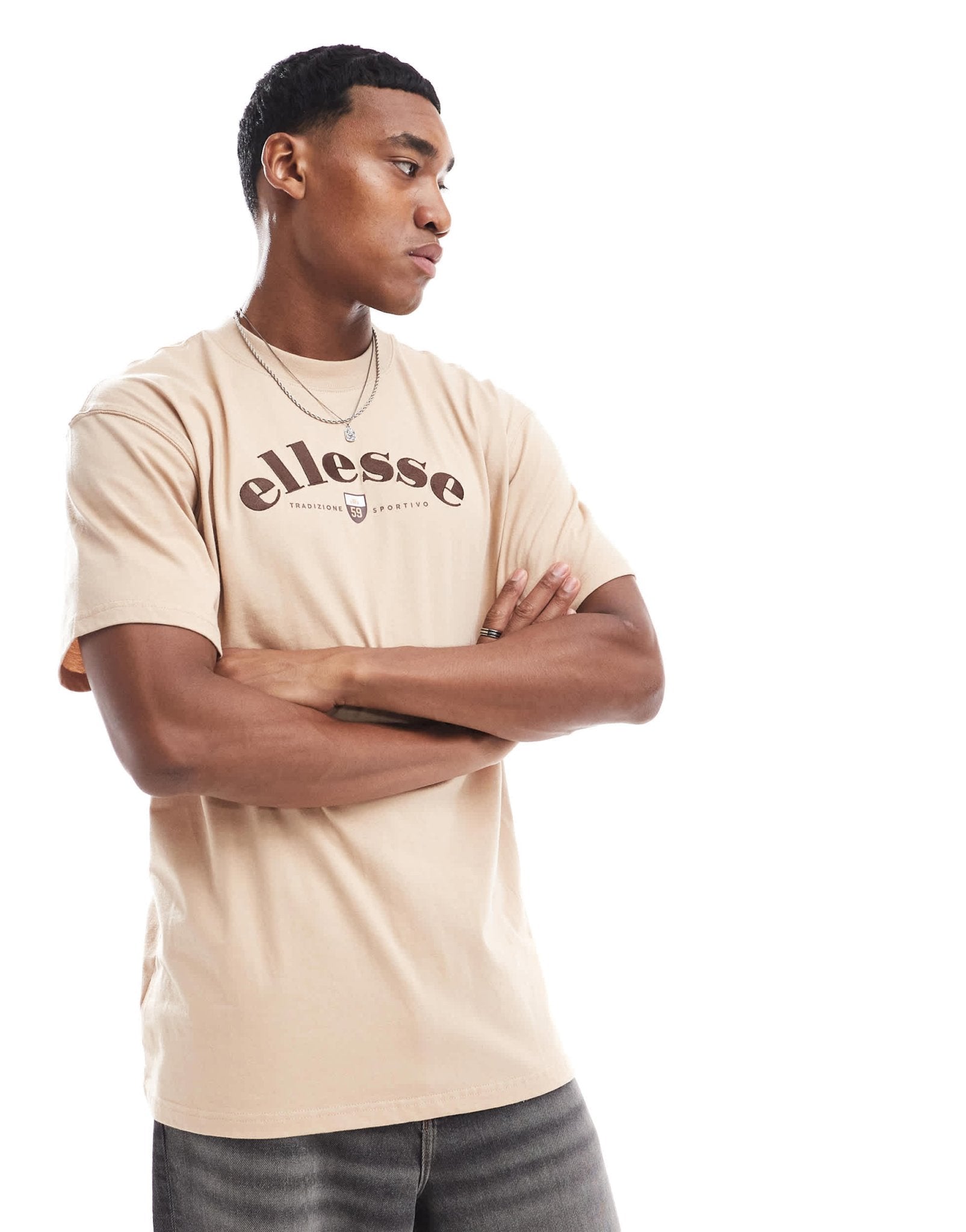 Ellesse Franks chest logo t-shirt in beige - ASOS Sample Sale EU Store