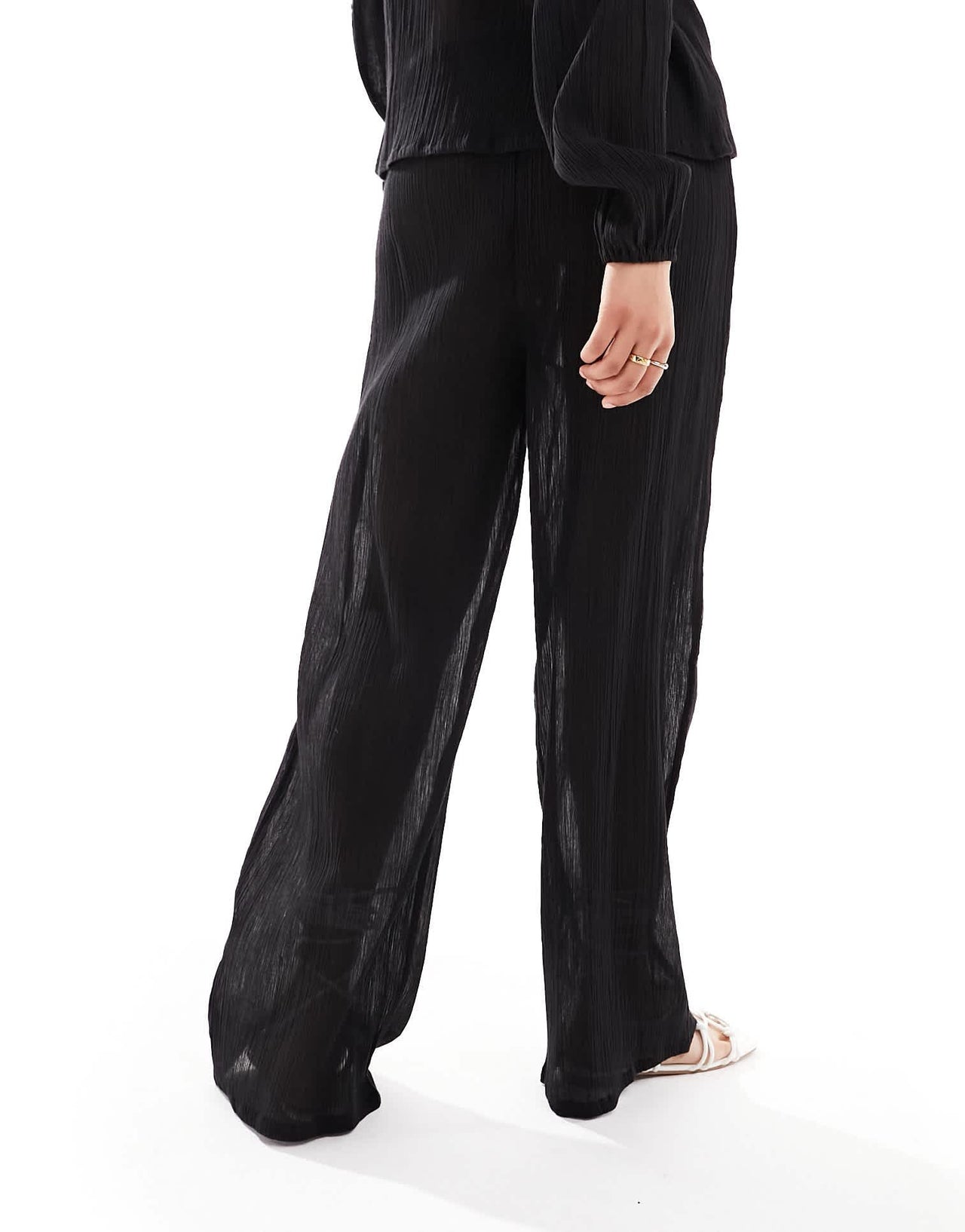 Esmee beach drawstring textured trouser co - ord in black - ASOS Sample Sale EU Store