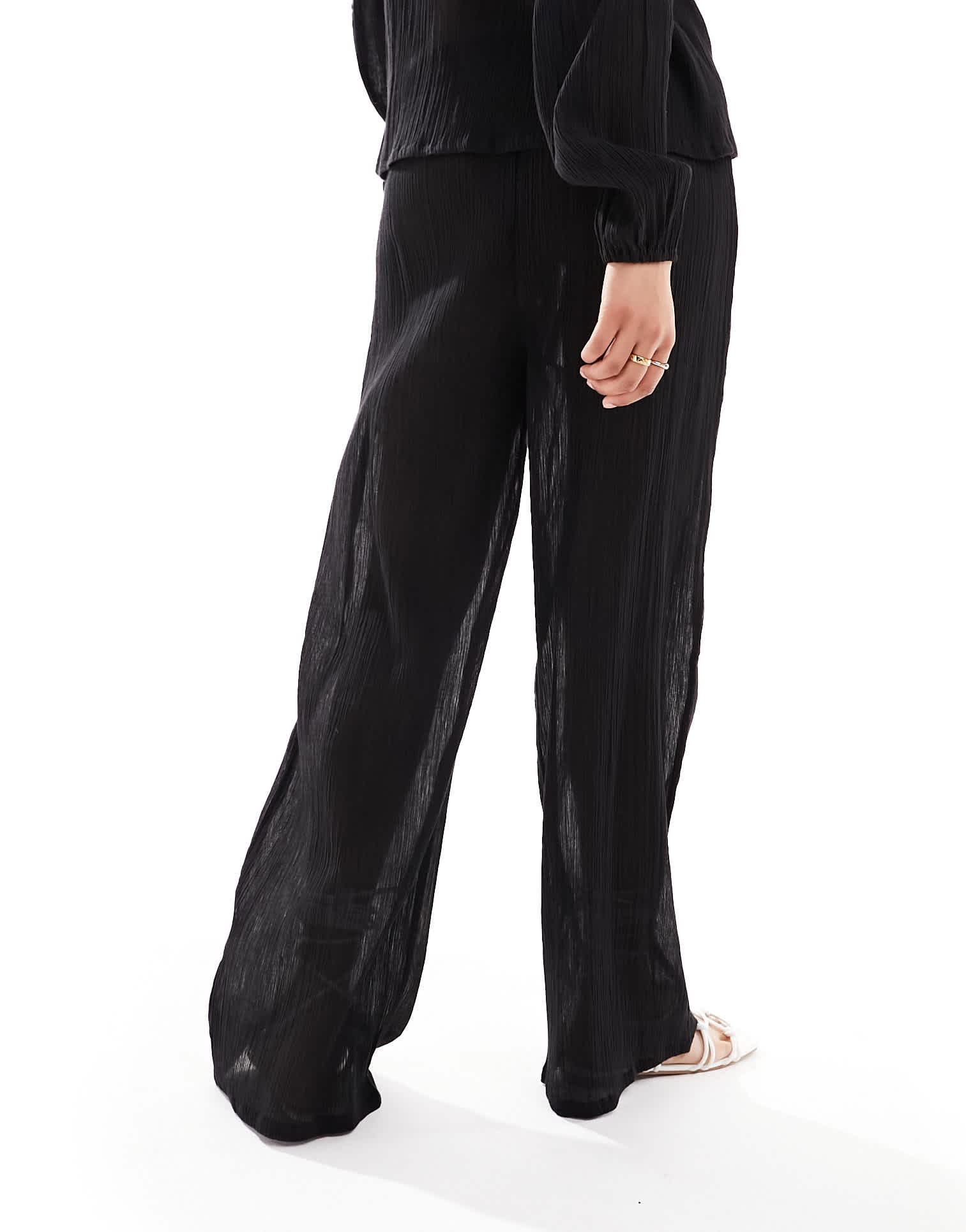 Esmee beach drawstring textured trouser co - ord in black - ASOS Sample Sale EU Store