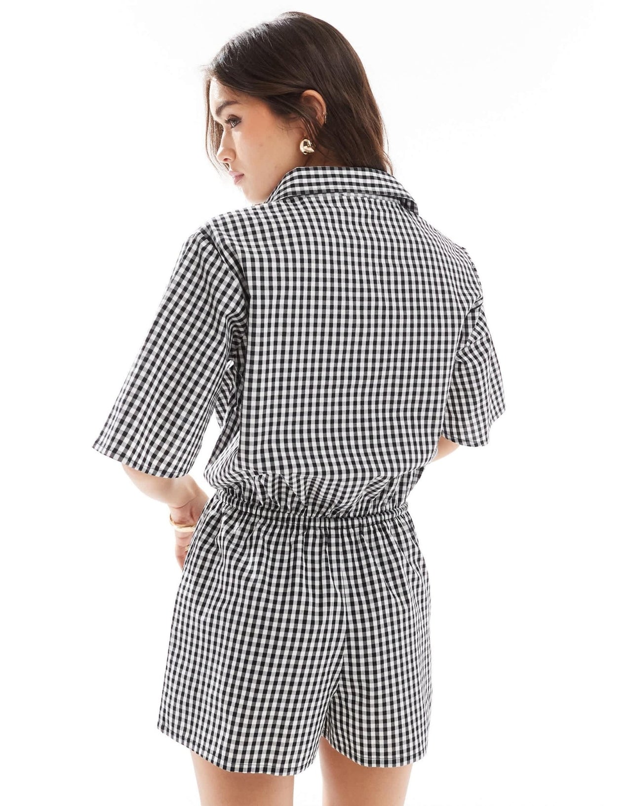 Esmee beach playsuit in black and white gingham - ASOS Sample Sale EU Store