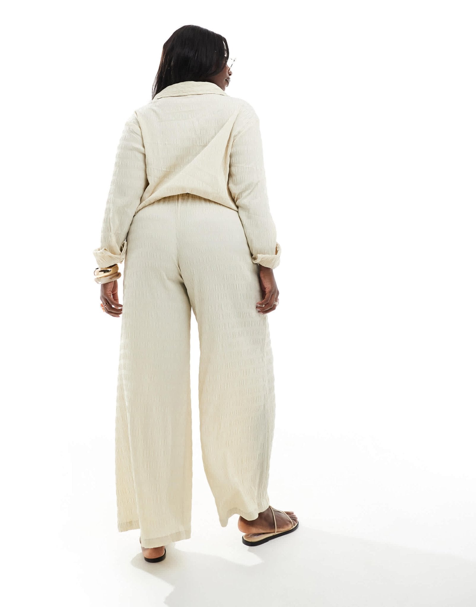 Esmee Curve Exclusive textured beach trouser co - ord in stone - ASOS Sample Sale EU Store