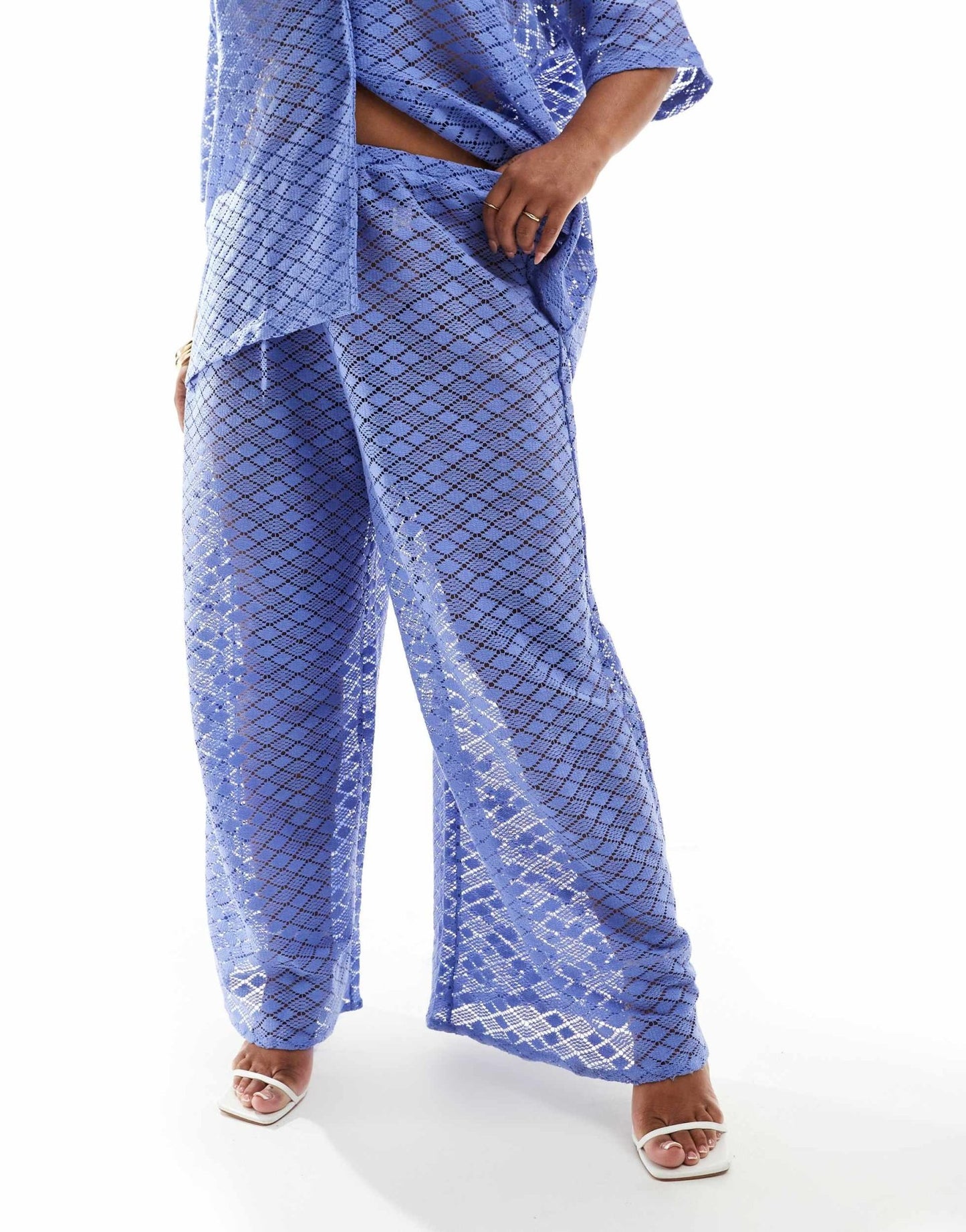 Esmee Curve knit beach trouser co - ord in dusty blue - ASOS Sample Sale EU Store