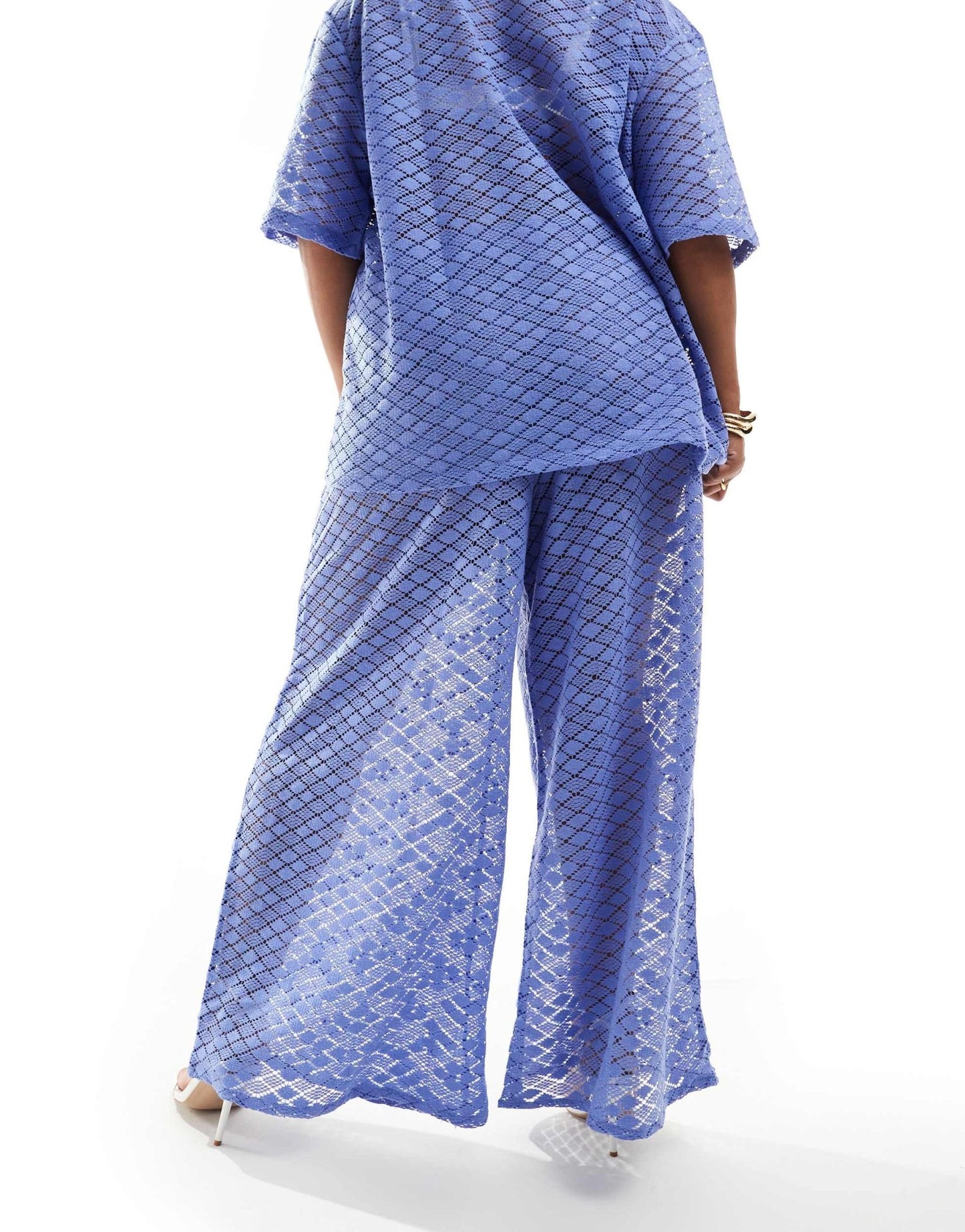 Esmee Curve knit beach trouser co - ord in dusty blue - ASOS Sample Sale EU Store