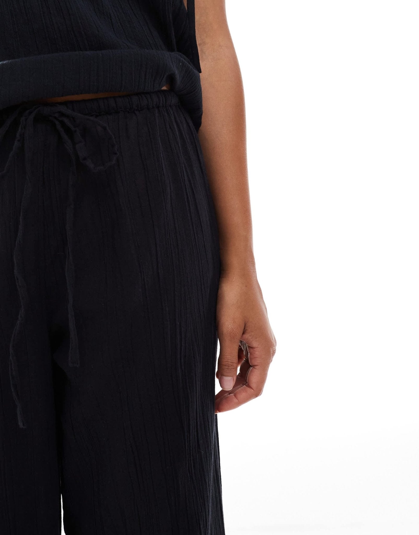 Esmee Exclusive drawstring beach trouser co - ord in black - ASOS Sample Sale EU Store
