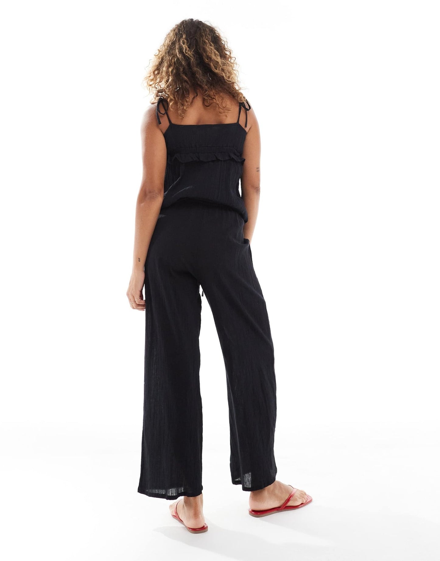 Esmee Exclusive drawstring beach trouser co - ord in black - ASOS Sample Sale EU Store