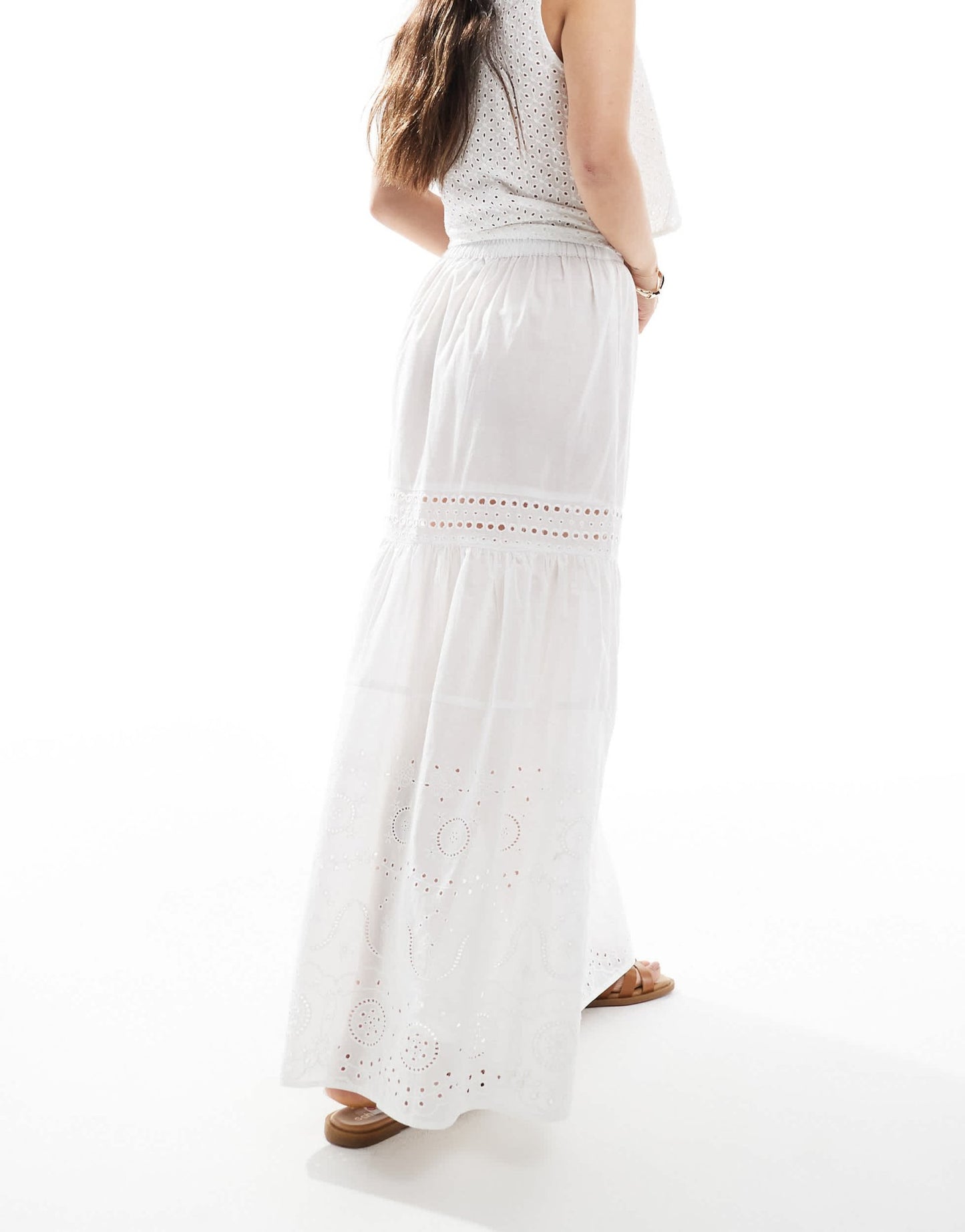 Esmee Exclusive lace panel tiered maxi beach skirt in white - ASOS Sample Sale EU Store