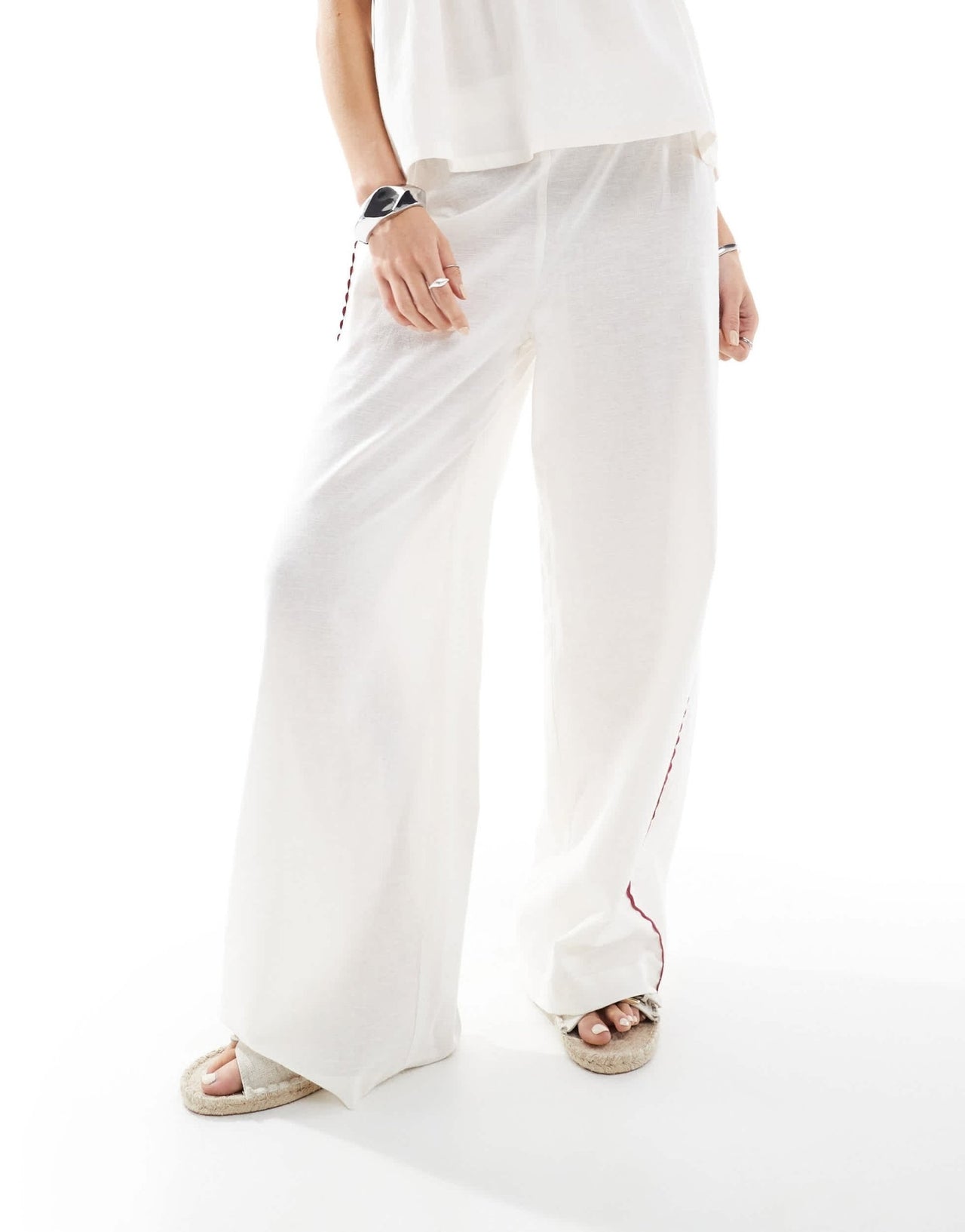 Esmee Exclusive ric rac beach trouser co - ord in white & red - ASOS Sample Sale EU Store