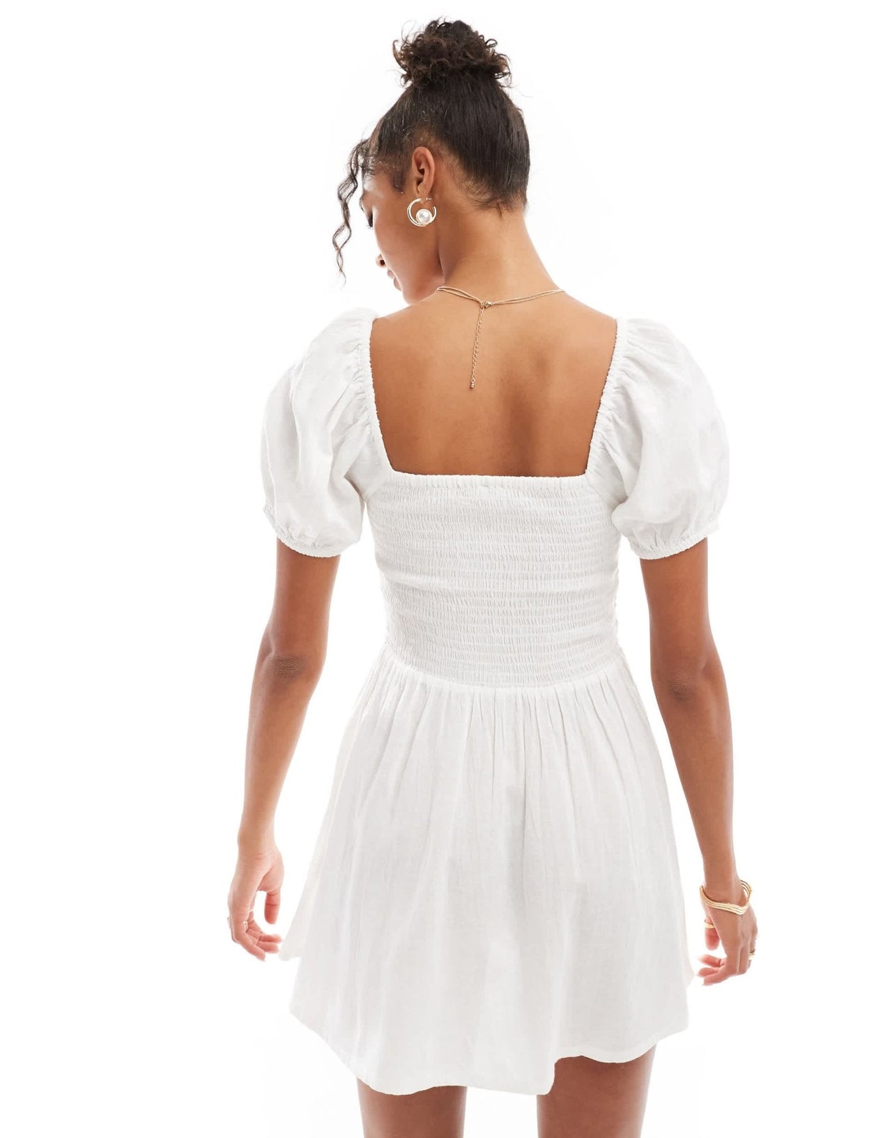 Esmee mini puff sleeve beach dress in white - ASOS Sample Sale EU Store