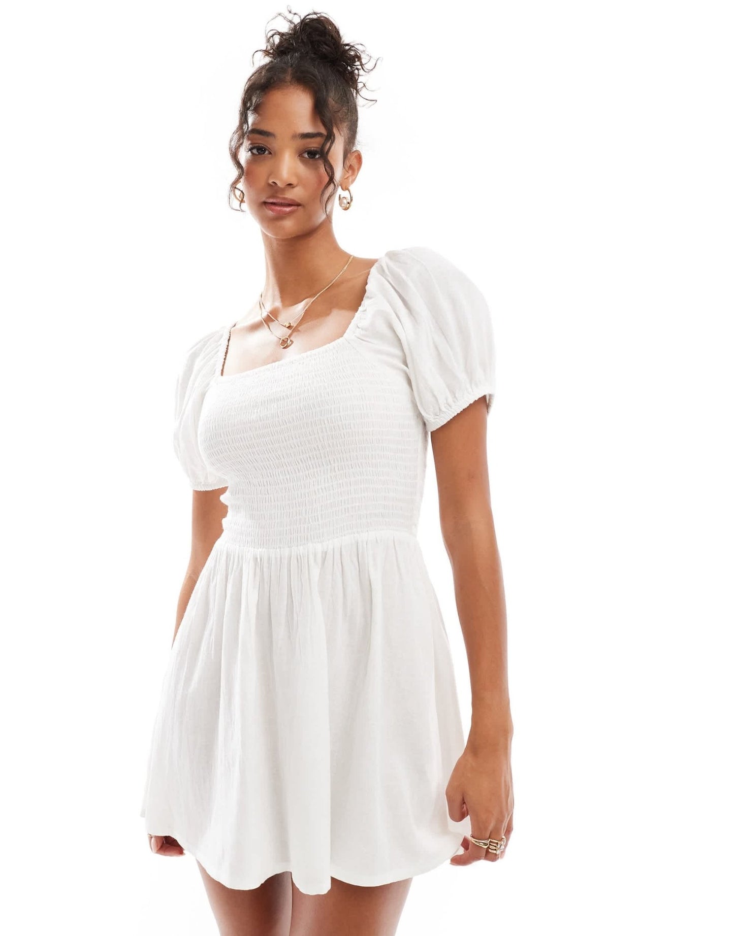 Esmee mini puff sleeve beach dress in white - ASOS Sample Sale EU Store
