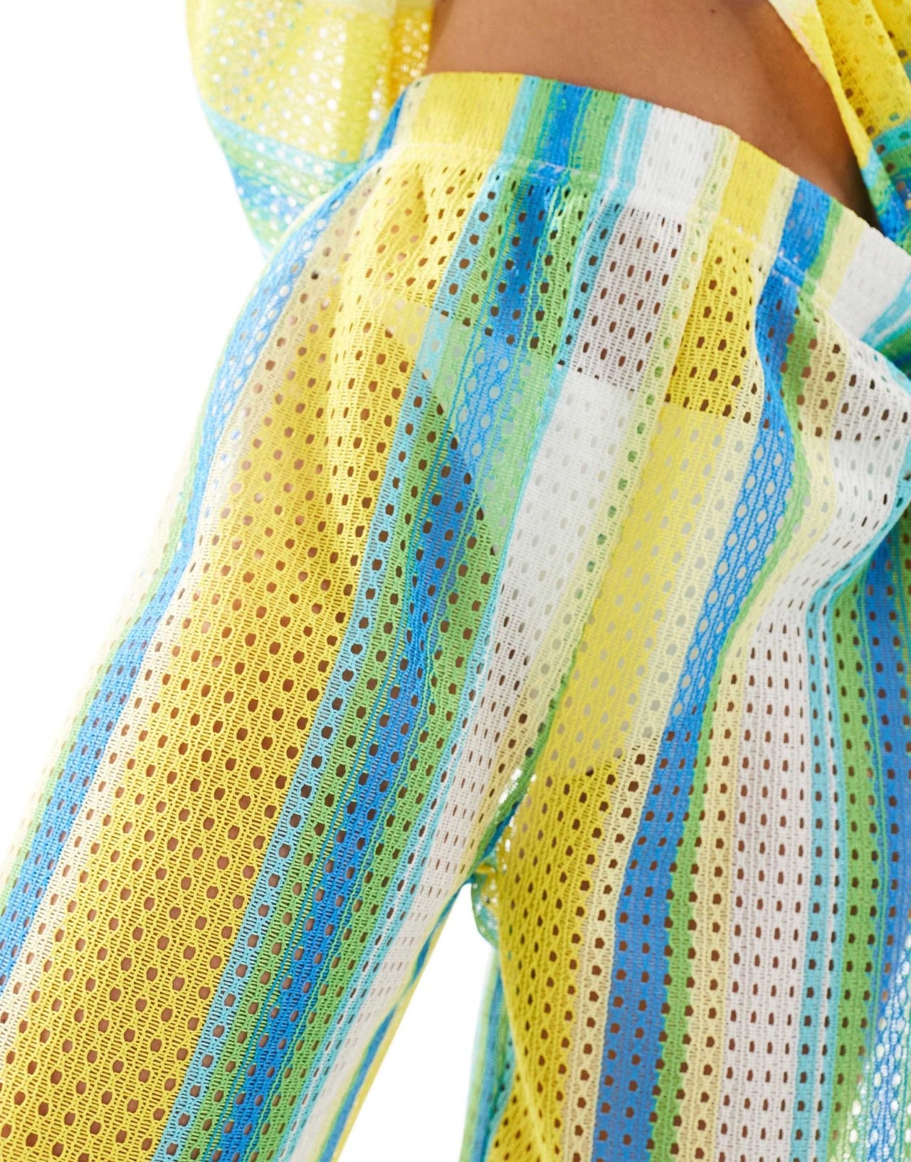 Extro & Vert Petite striped crochet trouser co - ord in multi stripe - ASOS Sample Sale EU Store