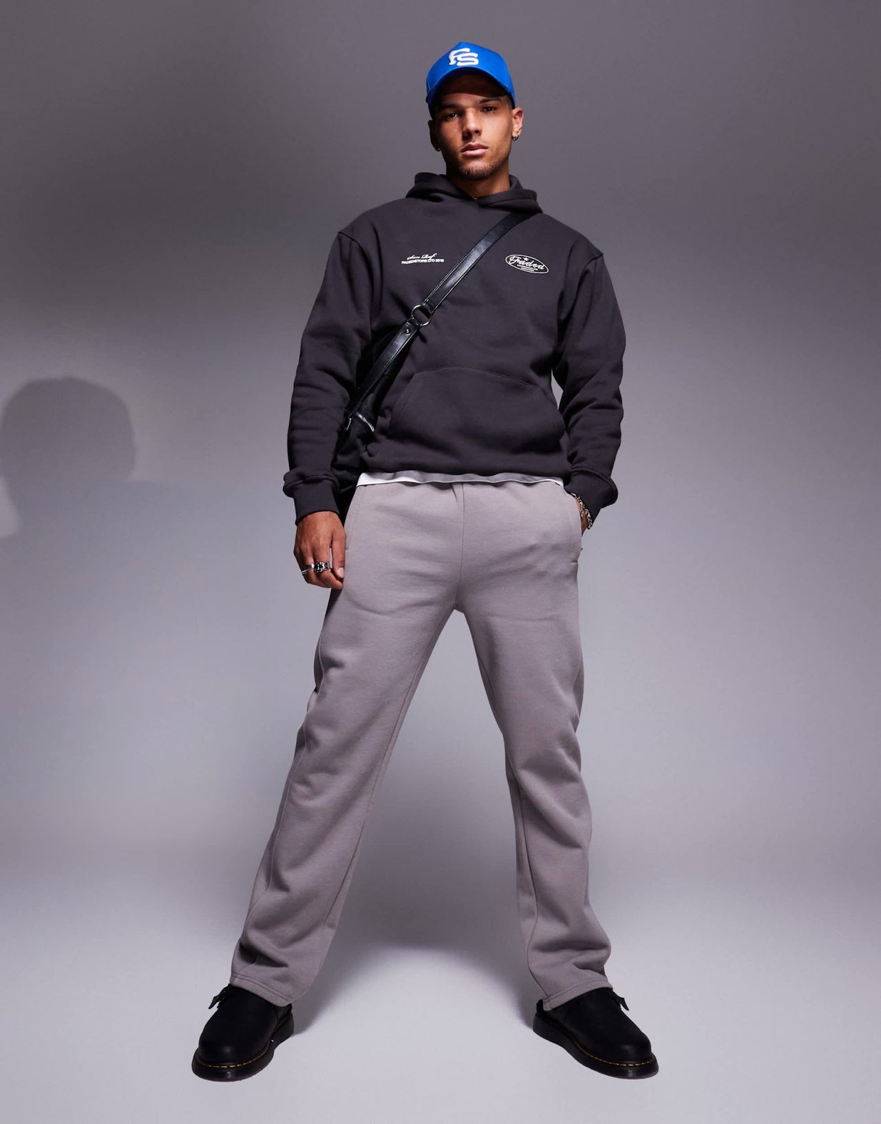 Faded Store contrast script logo back hoodie in charcoal - ASOS Sample Sale EU Store