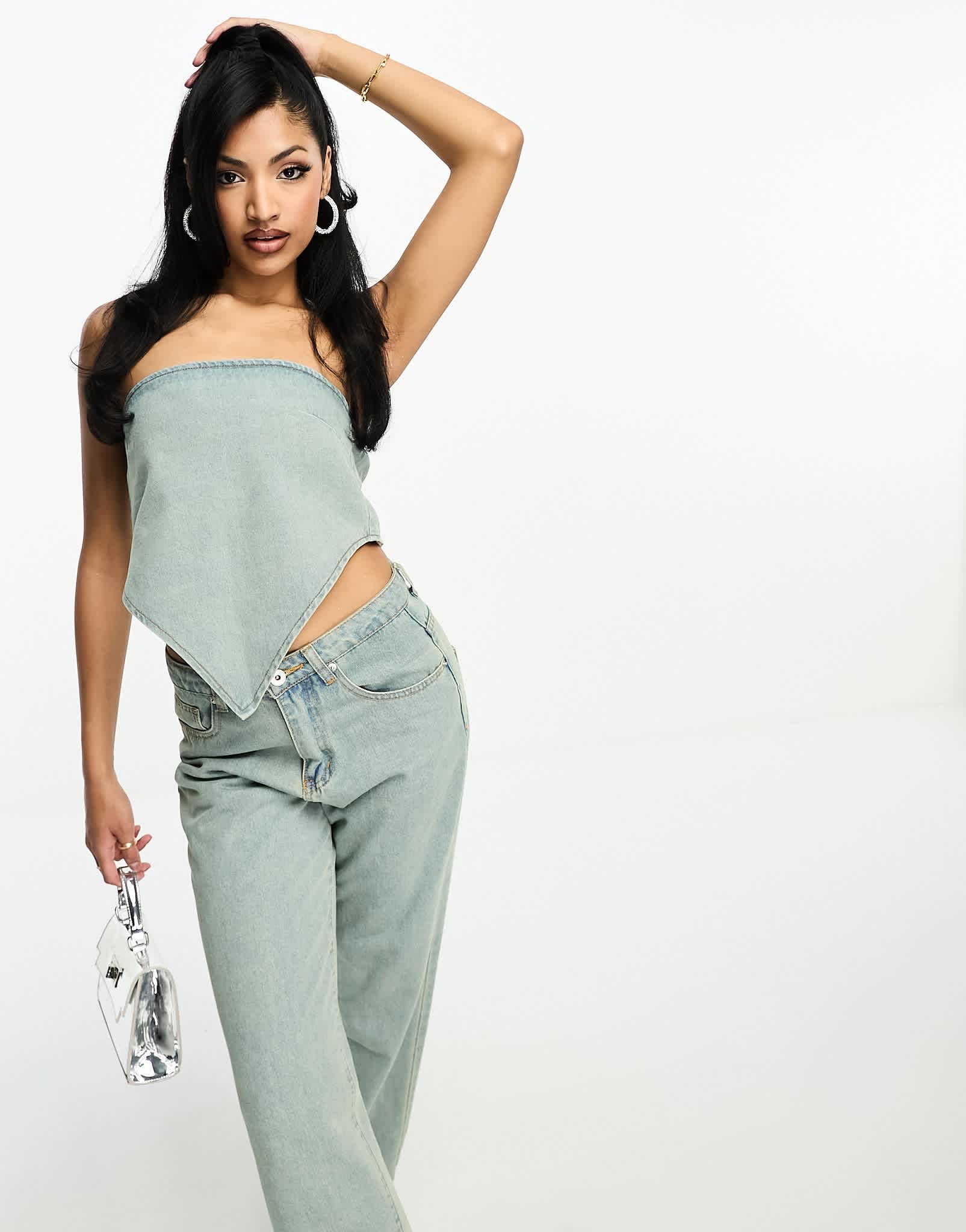 Fae denim hankerchief top co - ord in dirty bleach blue - ASOS Sample Sale EU Store