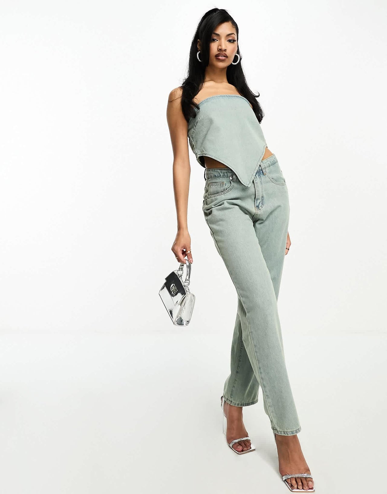Fae denim hankerchief top co - ord in dirty bleach blue - ASOS Sample Sale EU Store